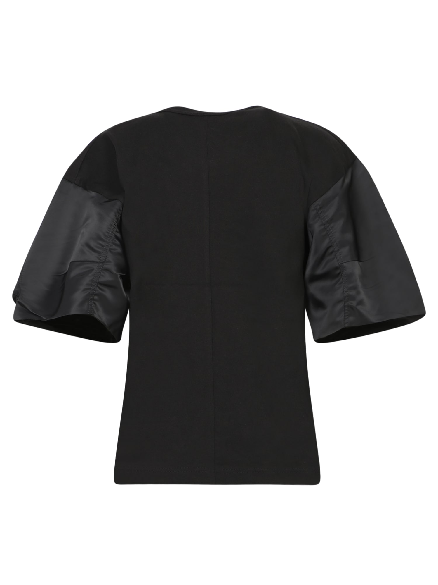 Shop Sacai Black Nylon Jersey T-shirt