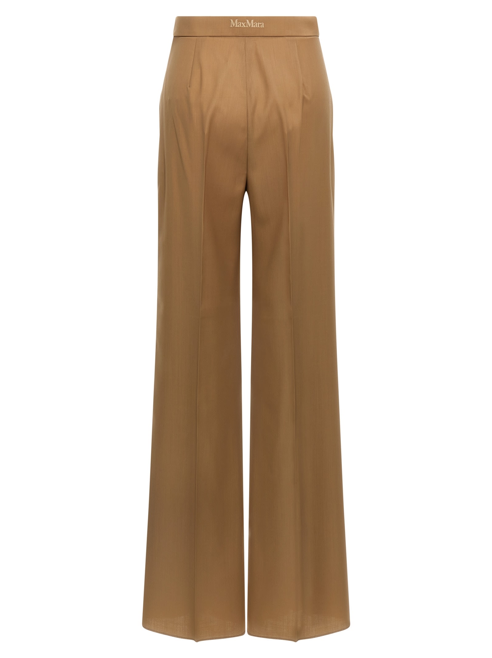 Max Mara High-waist Trousers In Virgin Wool In Brown