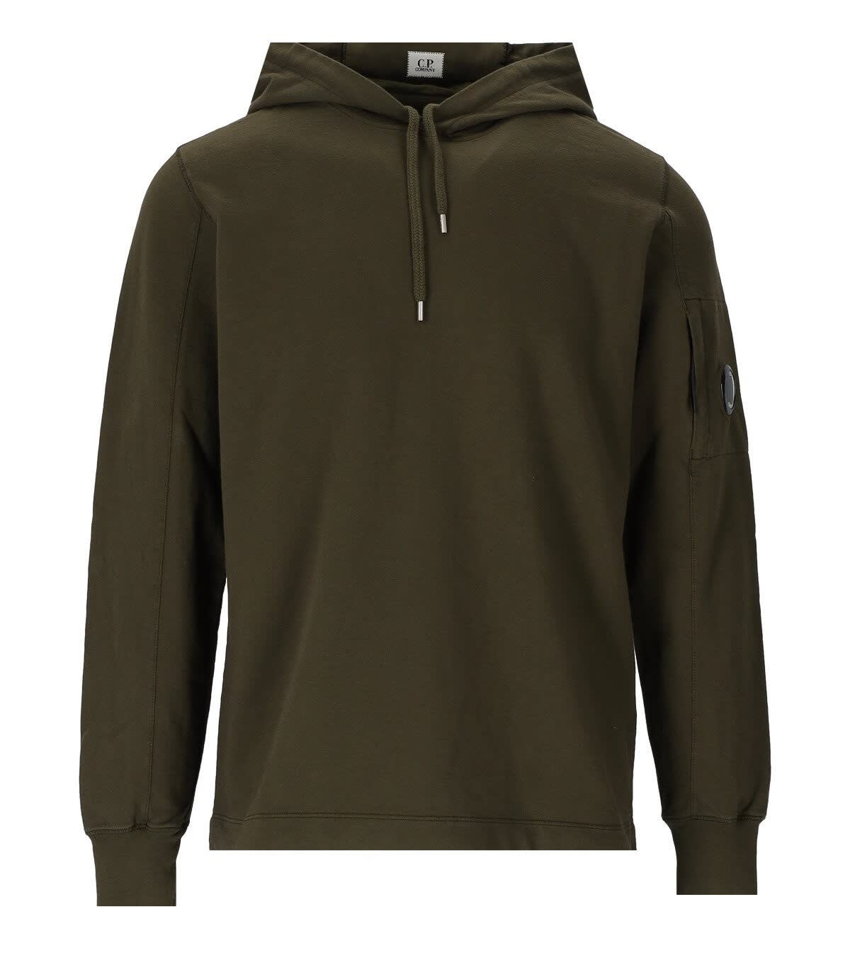 C.P. COMPANY C.P. COMPANY LIGHT FLEECE MILITARY GREEN HOODIE