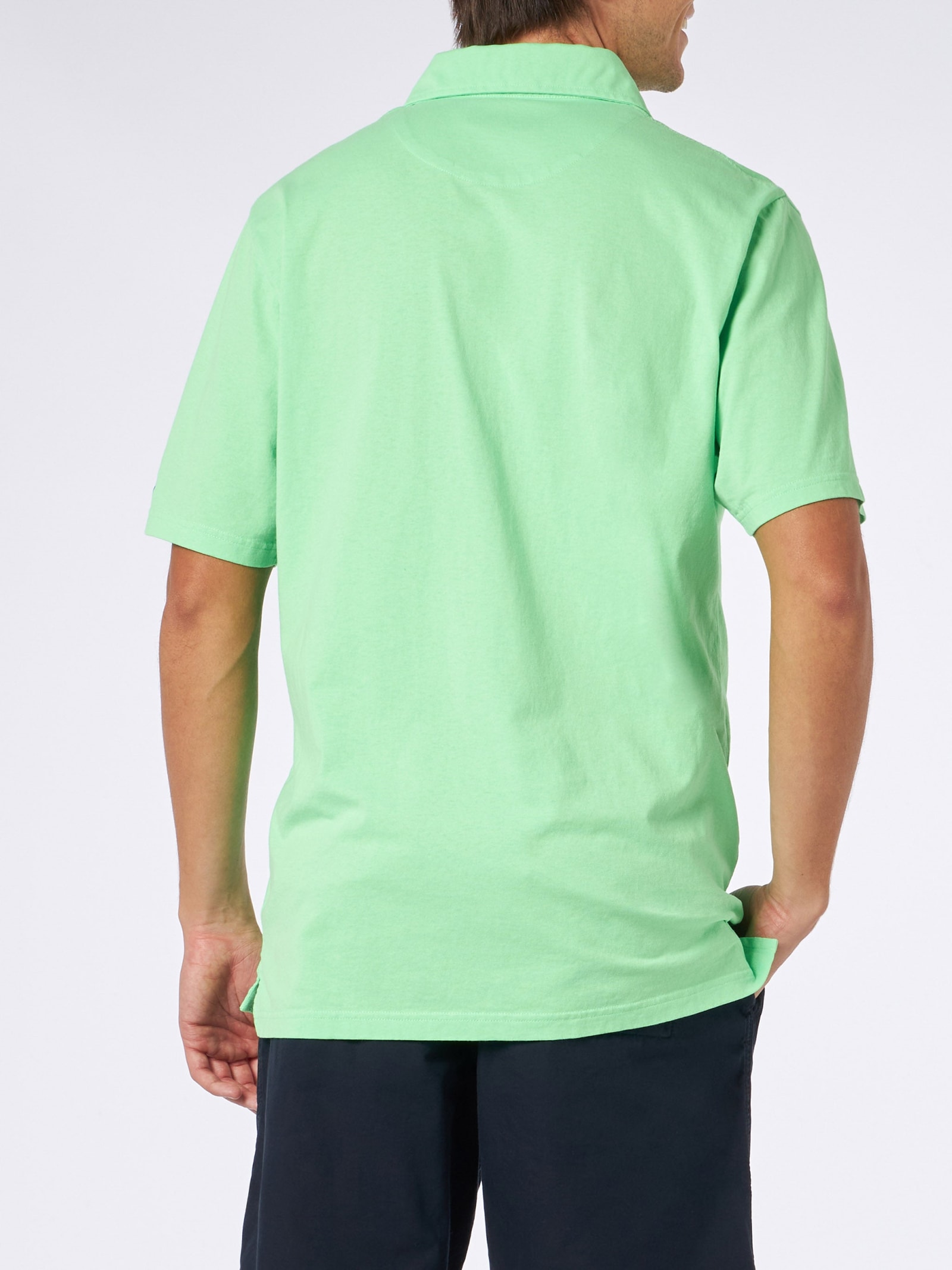 Shop Mc2 Saint Barth Man Green Cotton Jersey Polo In Fluo