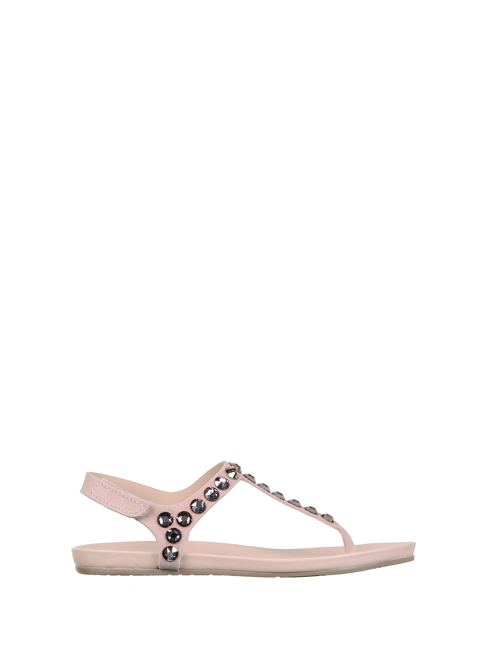 Pedro Garcia Thong Sandals With Rhinestones In Powder Leather