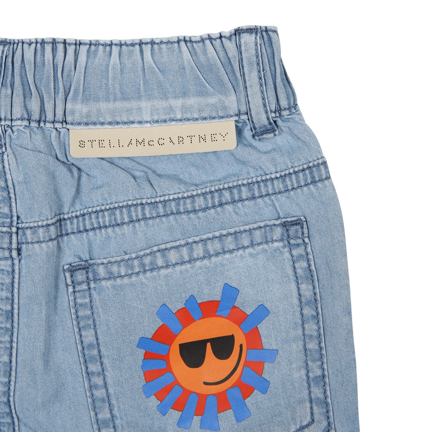 Shop Stella Mccartney Denim Shorts For Baby Boy With Multicolor Sun