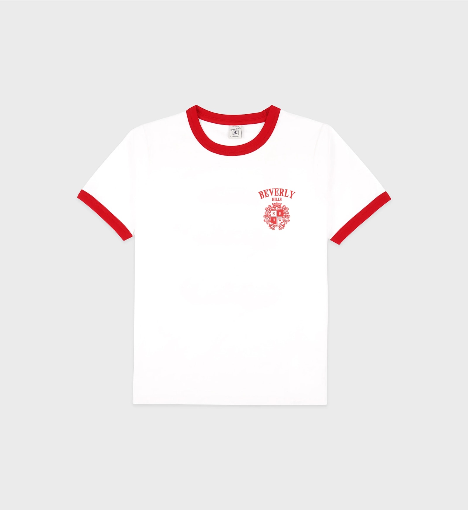 Sporty & Rich Bh Crest Soft Ringer Tee In White