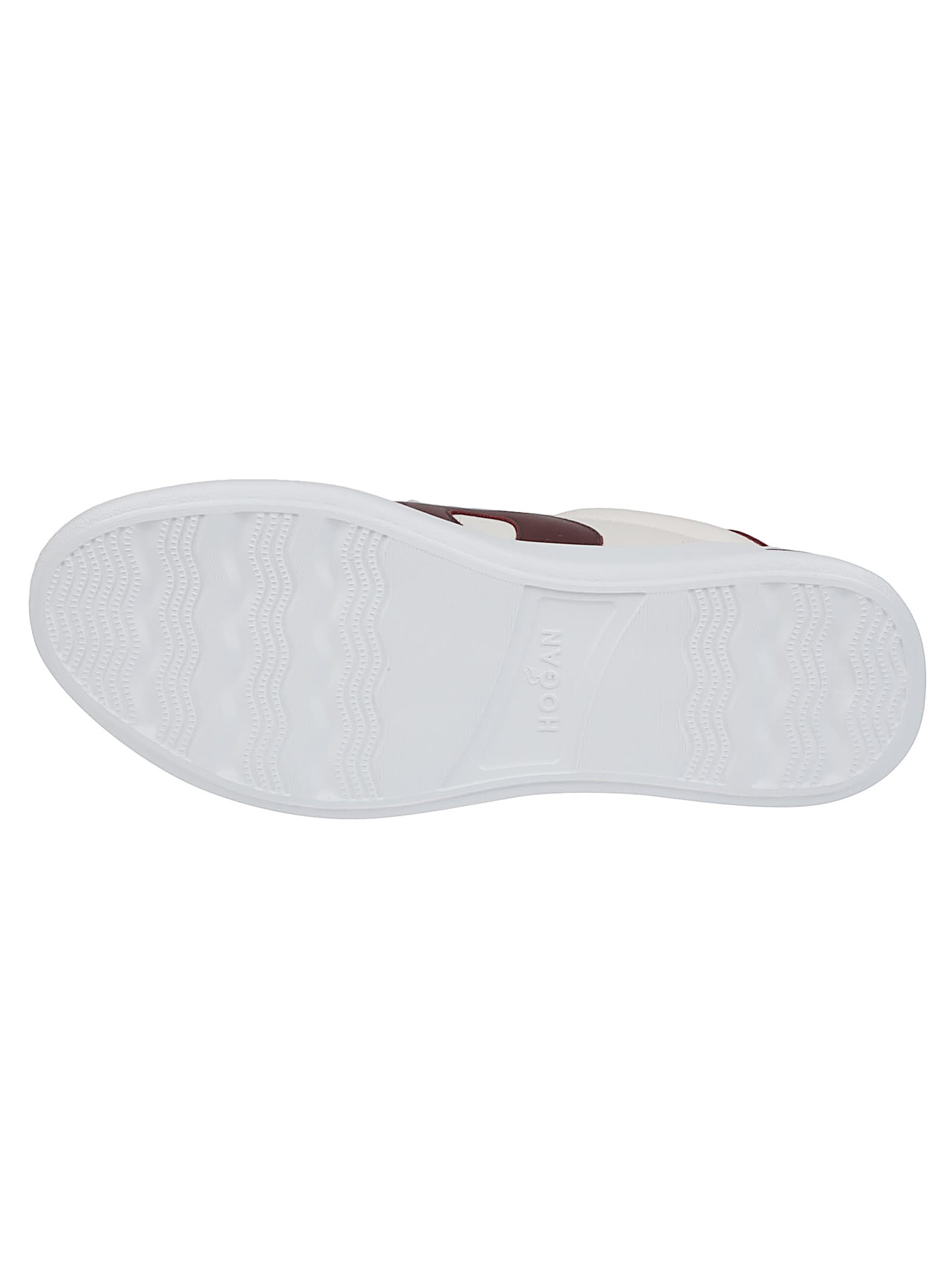Hogan H564 Ivory Leather Low-top Sneakers In Burgundy