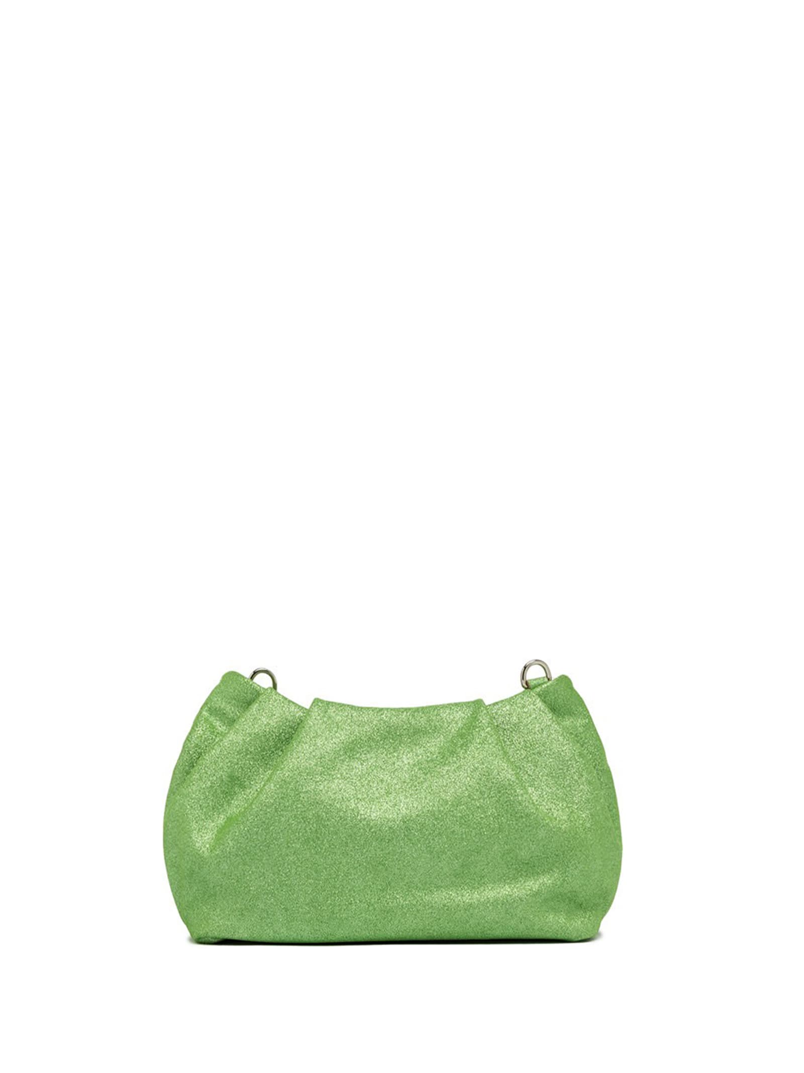 Shop Gianni Chiarini Green Glitter Pearl Clutch Bag With Curled Effect In Acerbo
