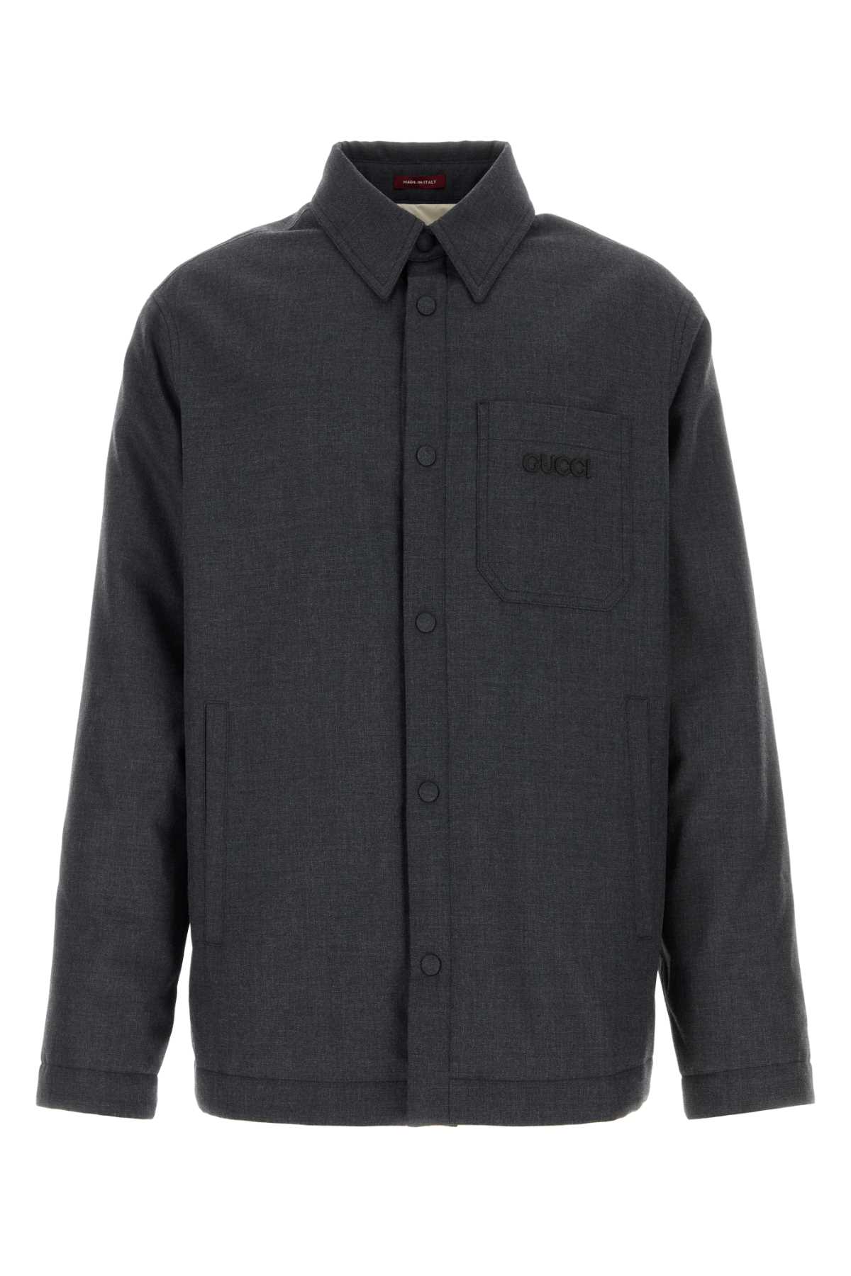 Shop Gucci Dark Grey Polyester Blend Padded Shirt In Darkgrey