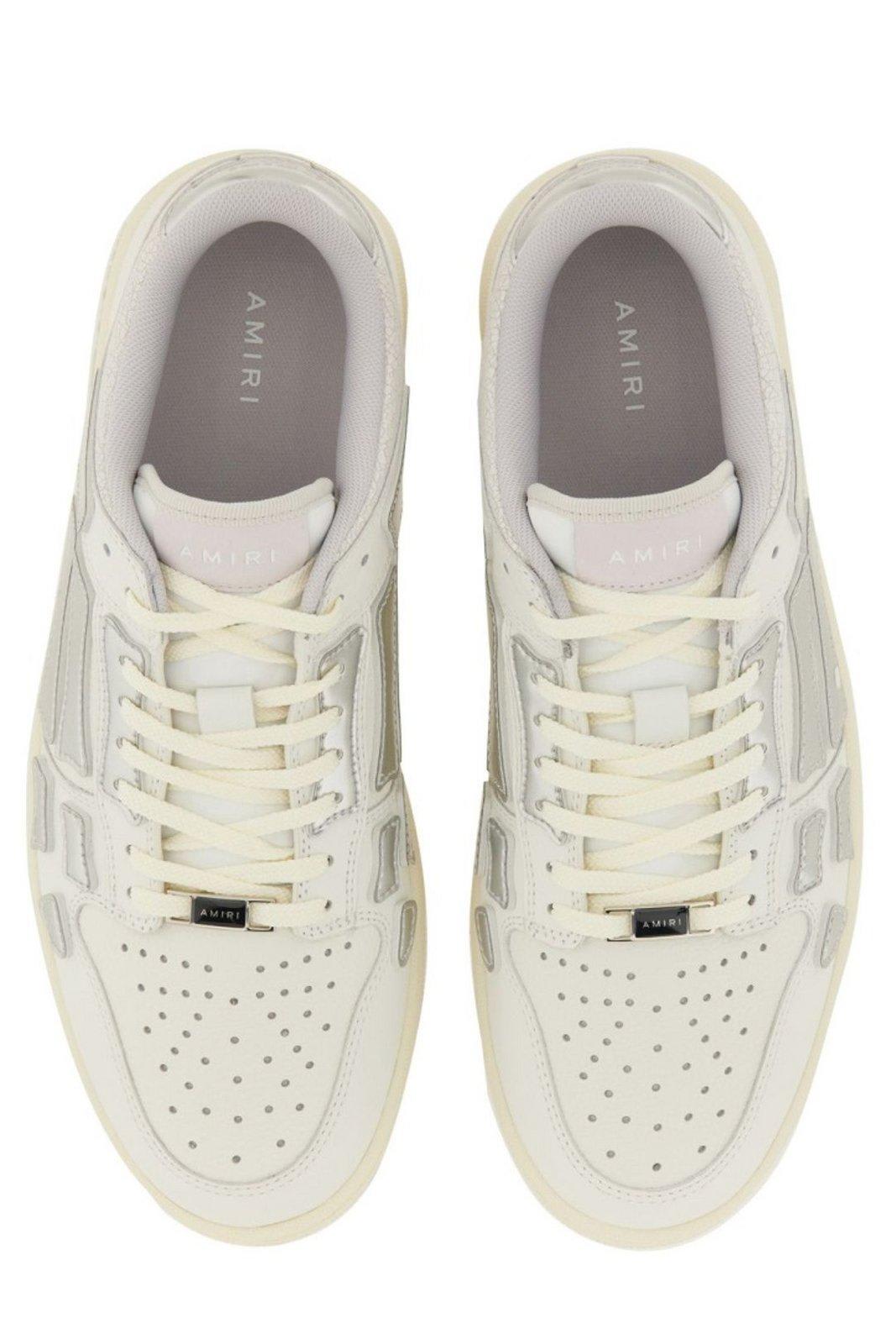 Shop Amiri Skel Top Lace-up Sneakers In White/silver