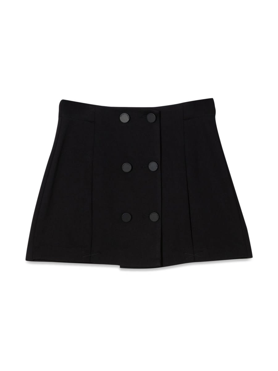Shop Emporio Armani Button Pleated Skirt In Blue