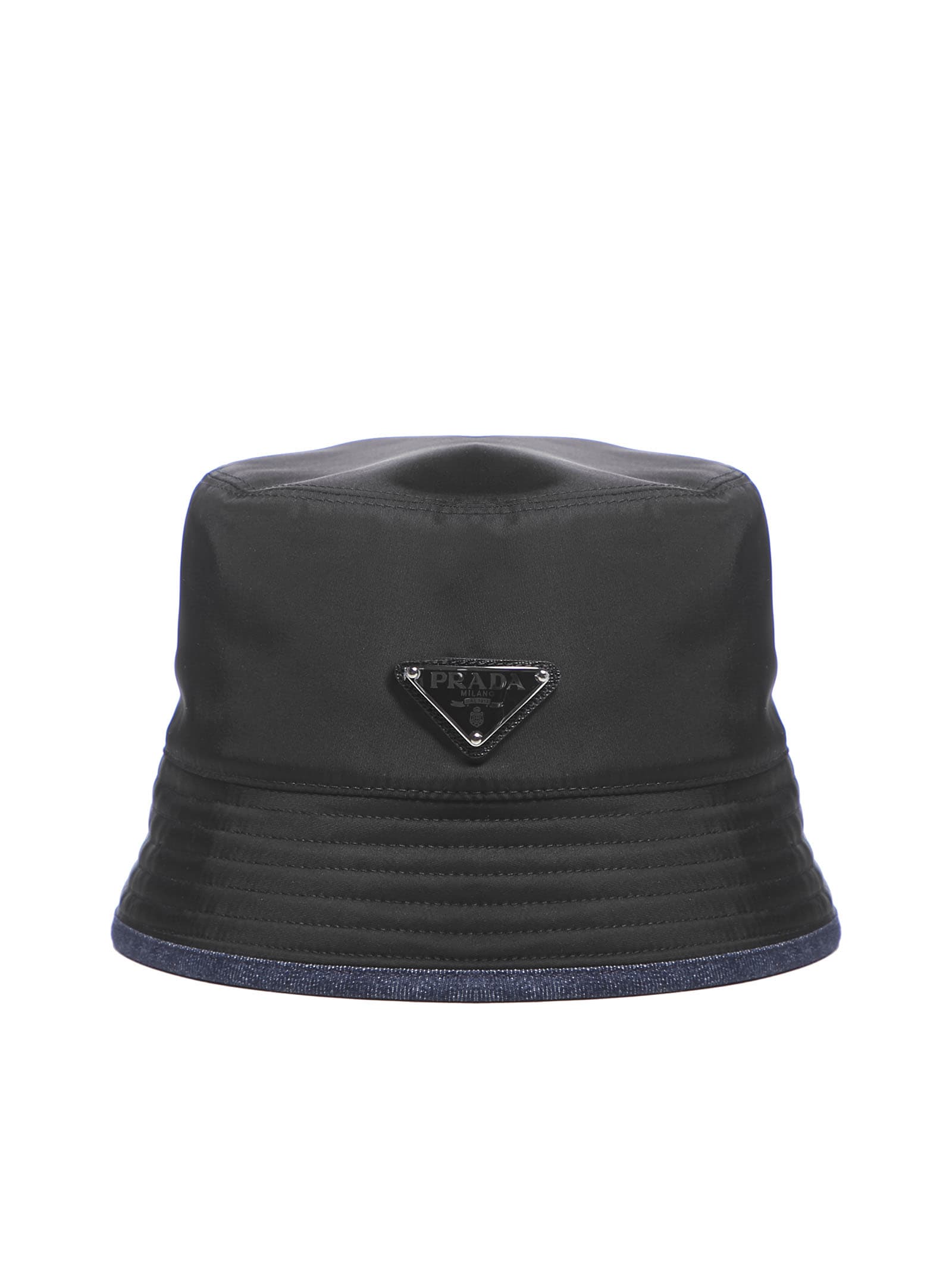 Prada Bucket Reversibile Hat In Nero Blu