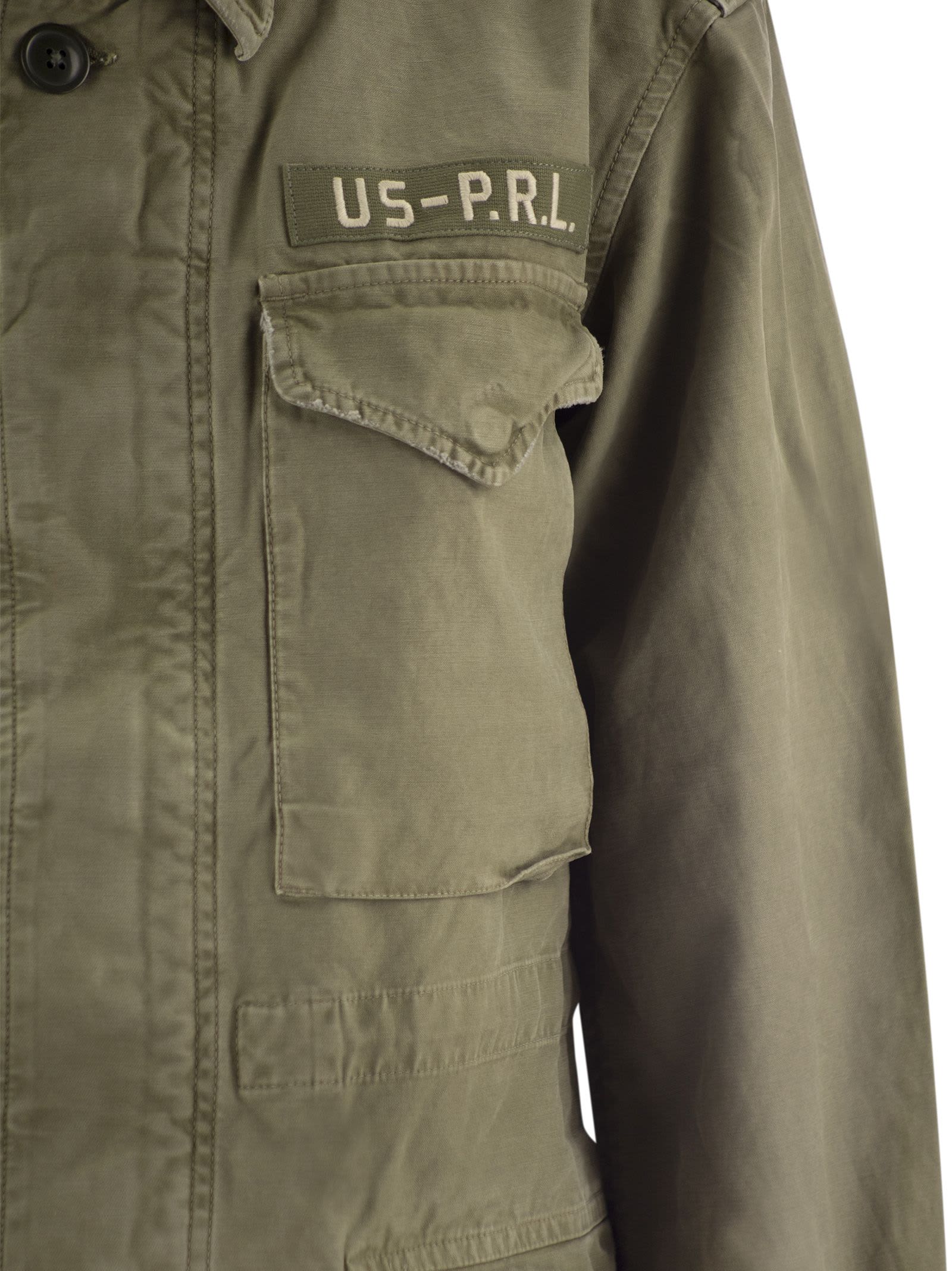 Shop Polo Ralph Lauren Military Jacket In Split Twill In Green