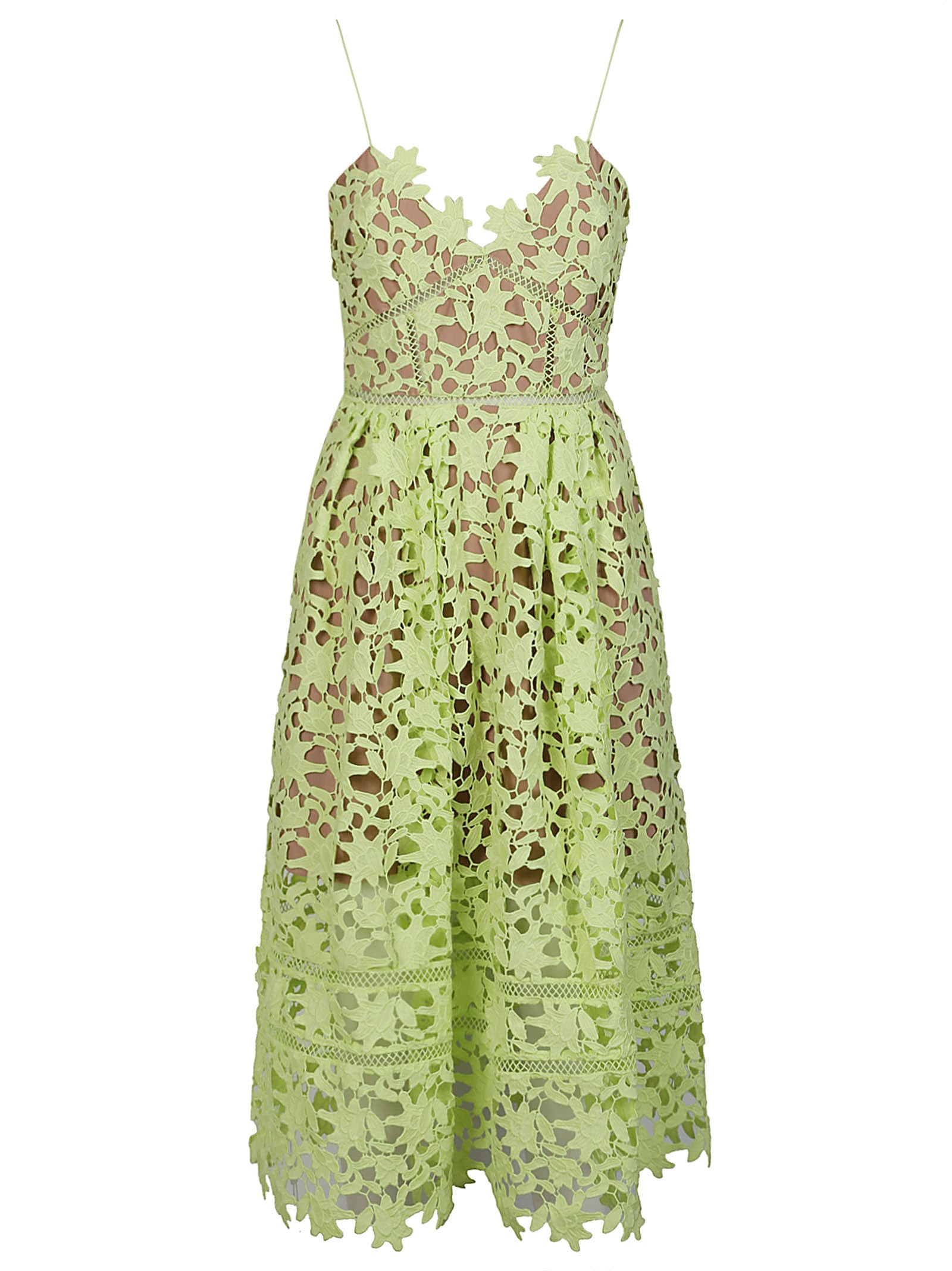 Shop Self-portrait Azaelea Lace Midi Dress In Green