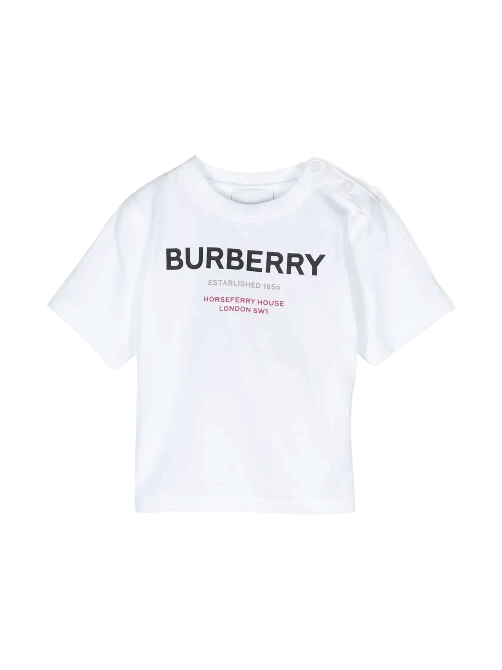 Burberry White T-shirt Baby Girl In Bianco
