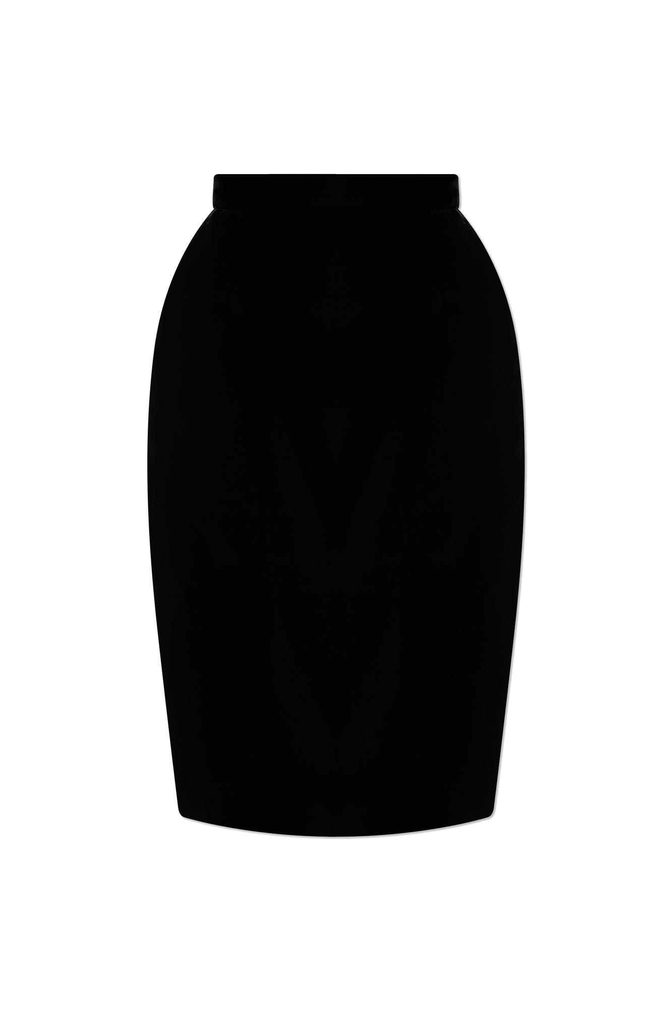 Shop Saint Laurent Velvet Skirt In Black