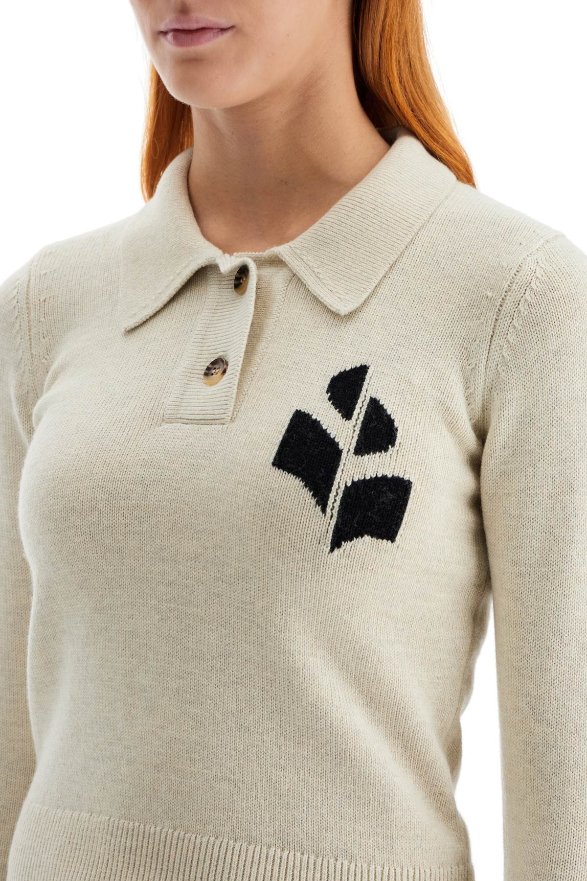 Shop Marant Etoile Cotton And Wool Nola Polo Pullover In Light Grey