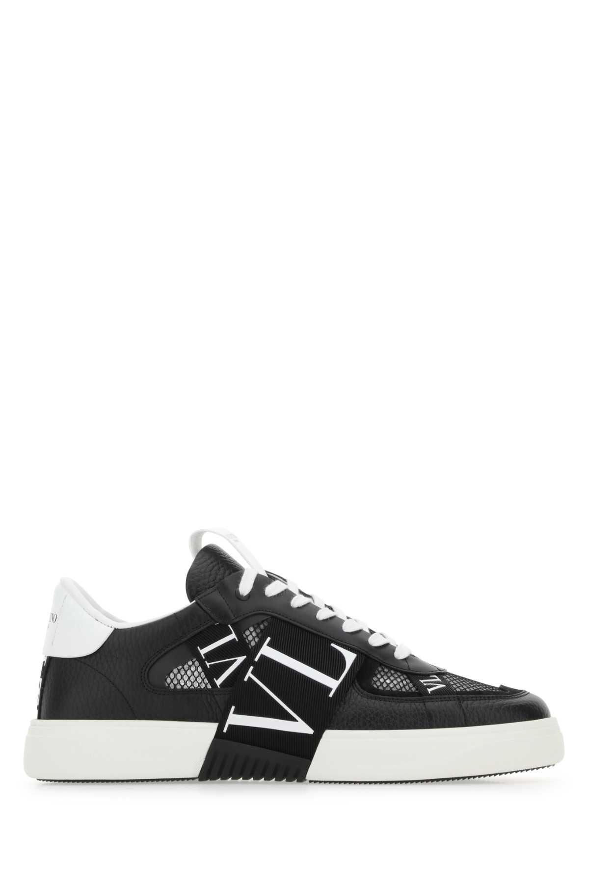 Shop Valentino Black Leather Vl7n Sneakers In Neronerobianconeronerobiannerobn