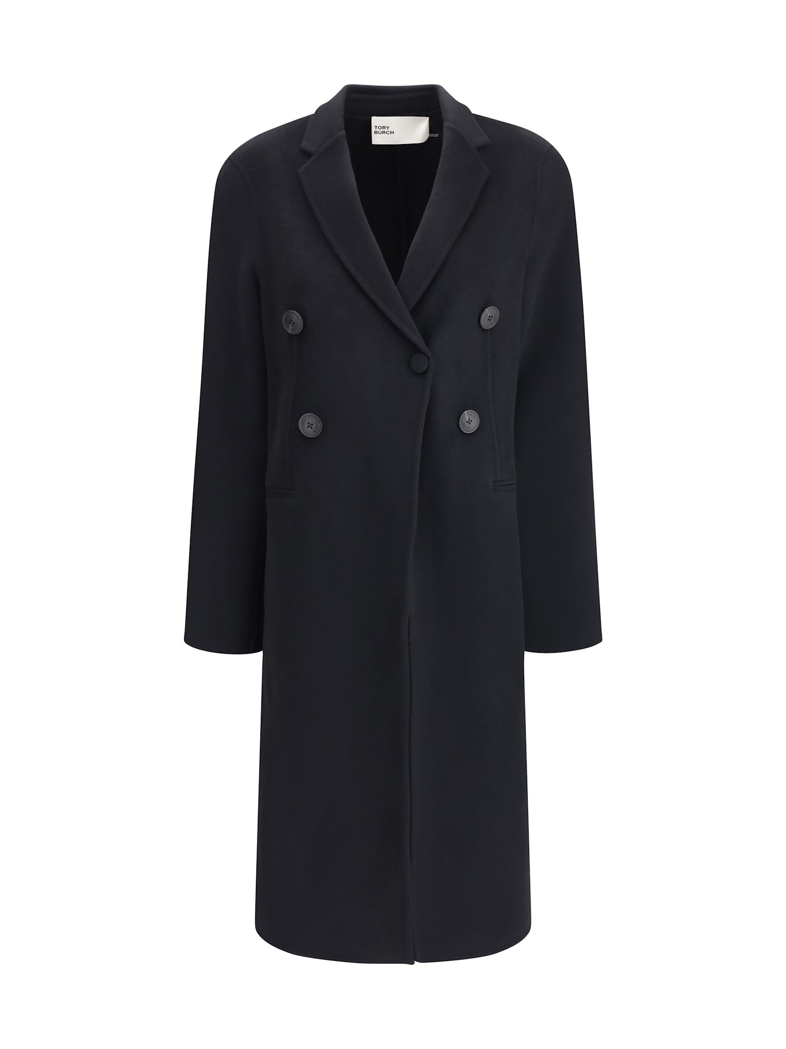 Tory Burch Classic Wool Coat In Black
