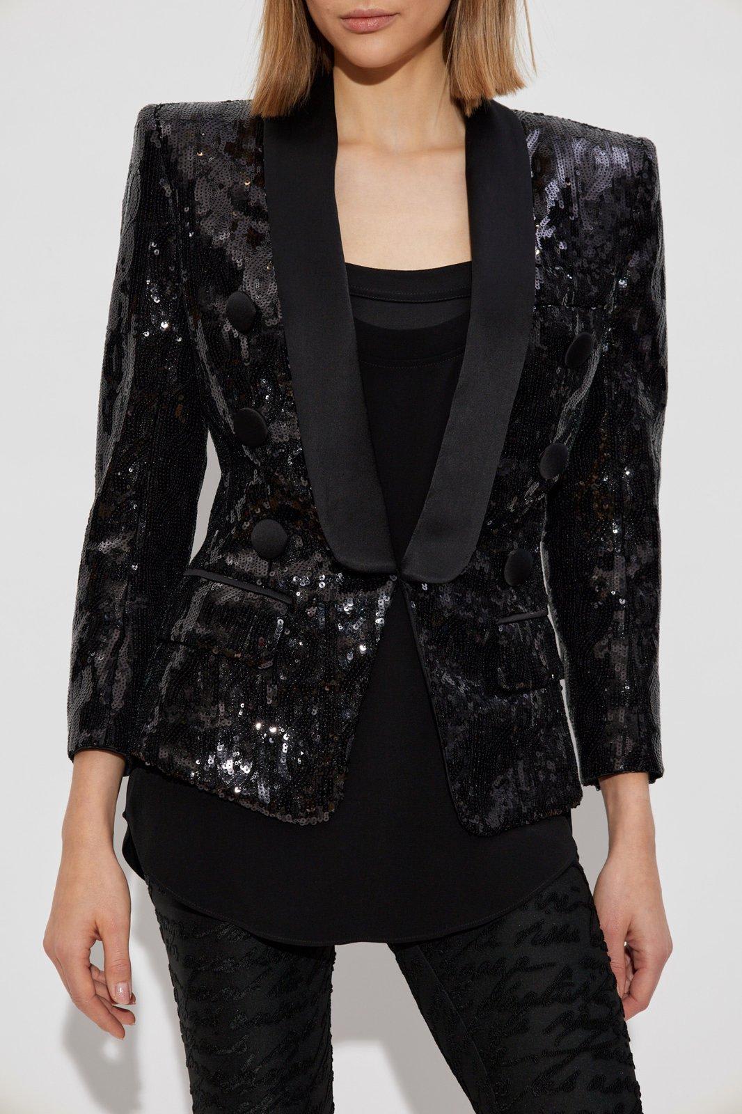 BALMAIN SEQUINNED COLLARED BLAZER
