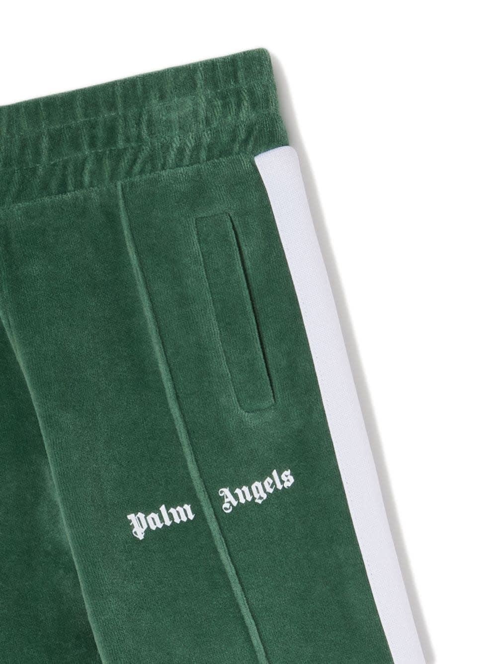 Shop Palm Angels Green Track Pants With Logo