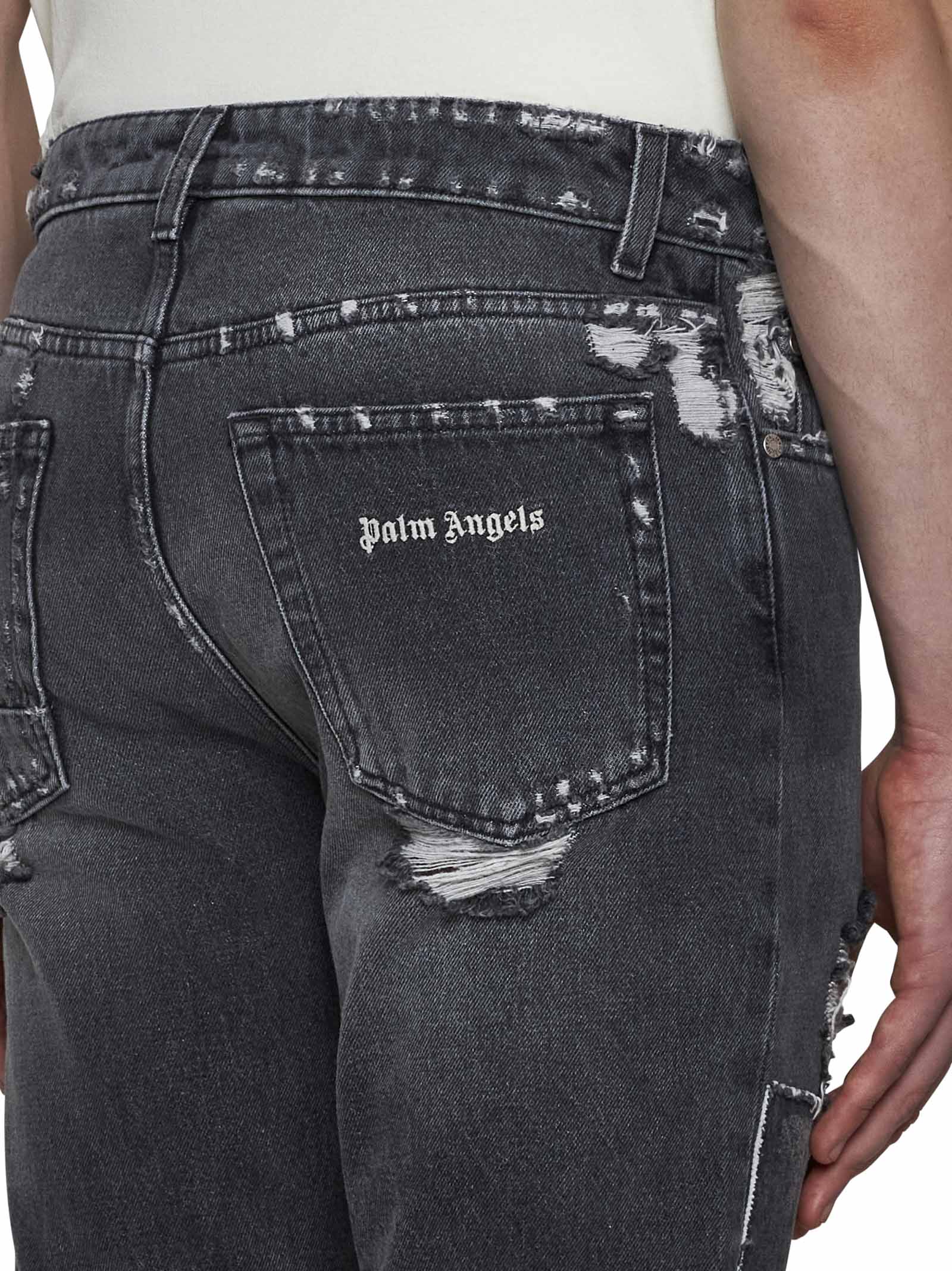 Shop Palm Angels Jeans In Black Off White