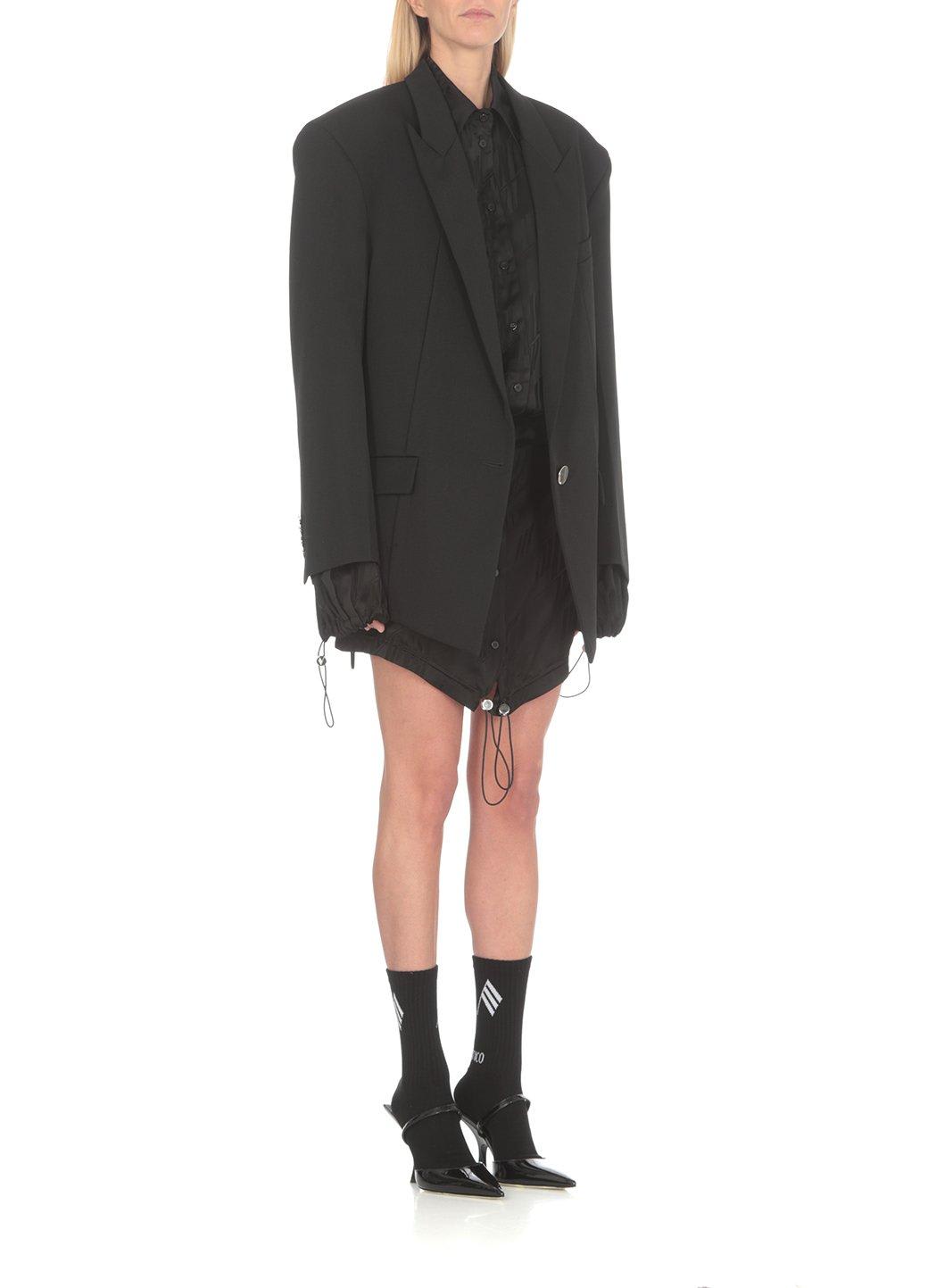 Shop Attico Drawstring Hem Mini Satin Dress In Black