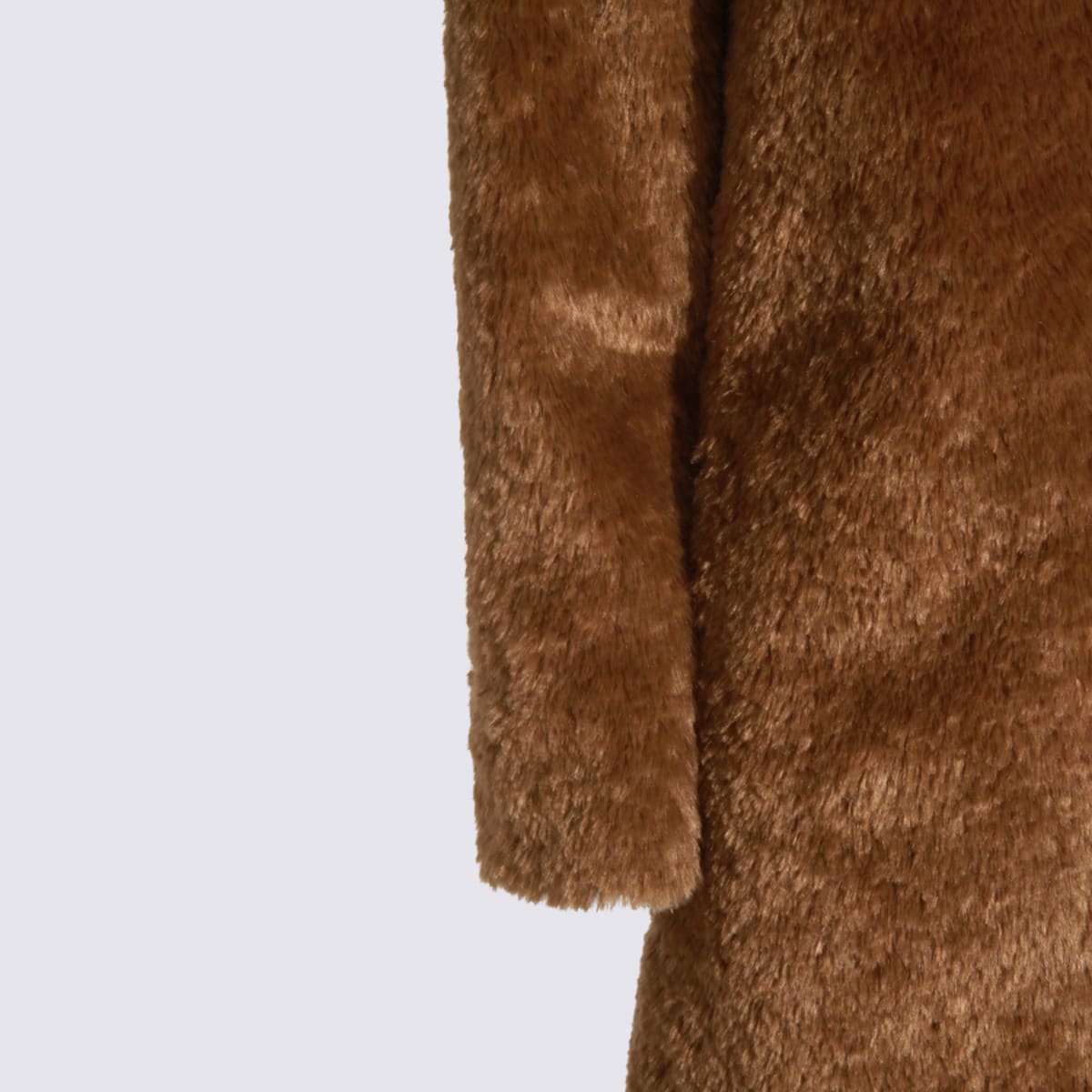 Herno Longline Faux Fur Notched Lapel Single-breasted Coat In Brown