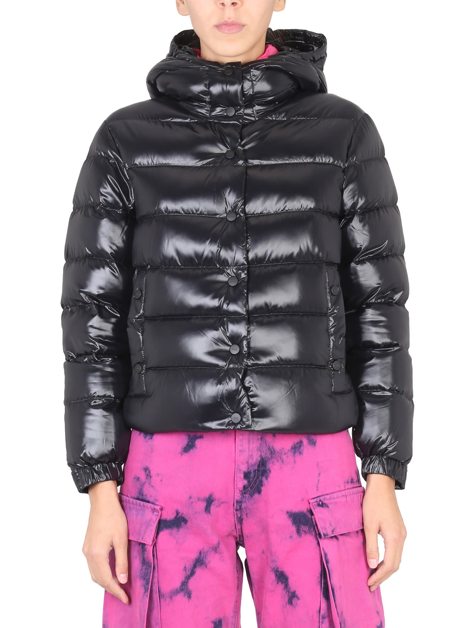 Add Down Jacket With Hood In Black