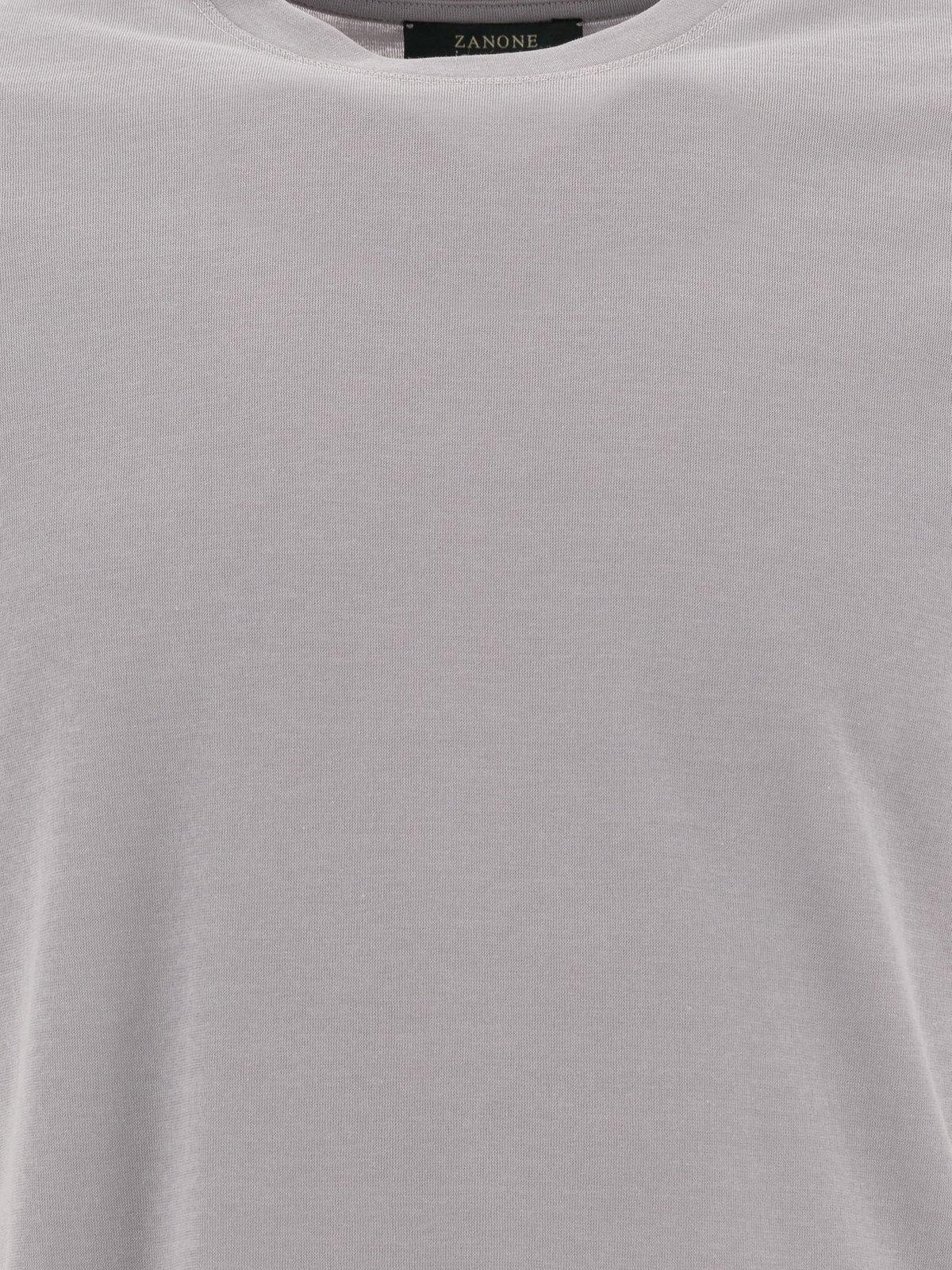 Zanone Grey T-shirt With Soft Cotton-elastane Blend