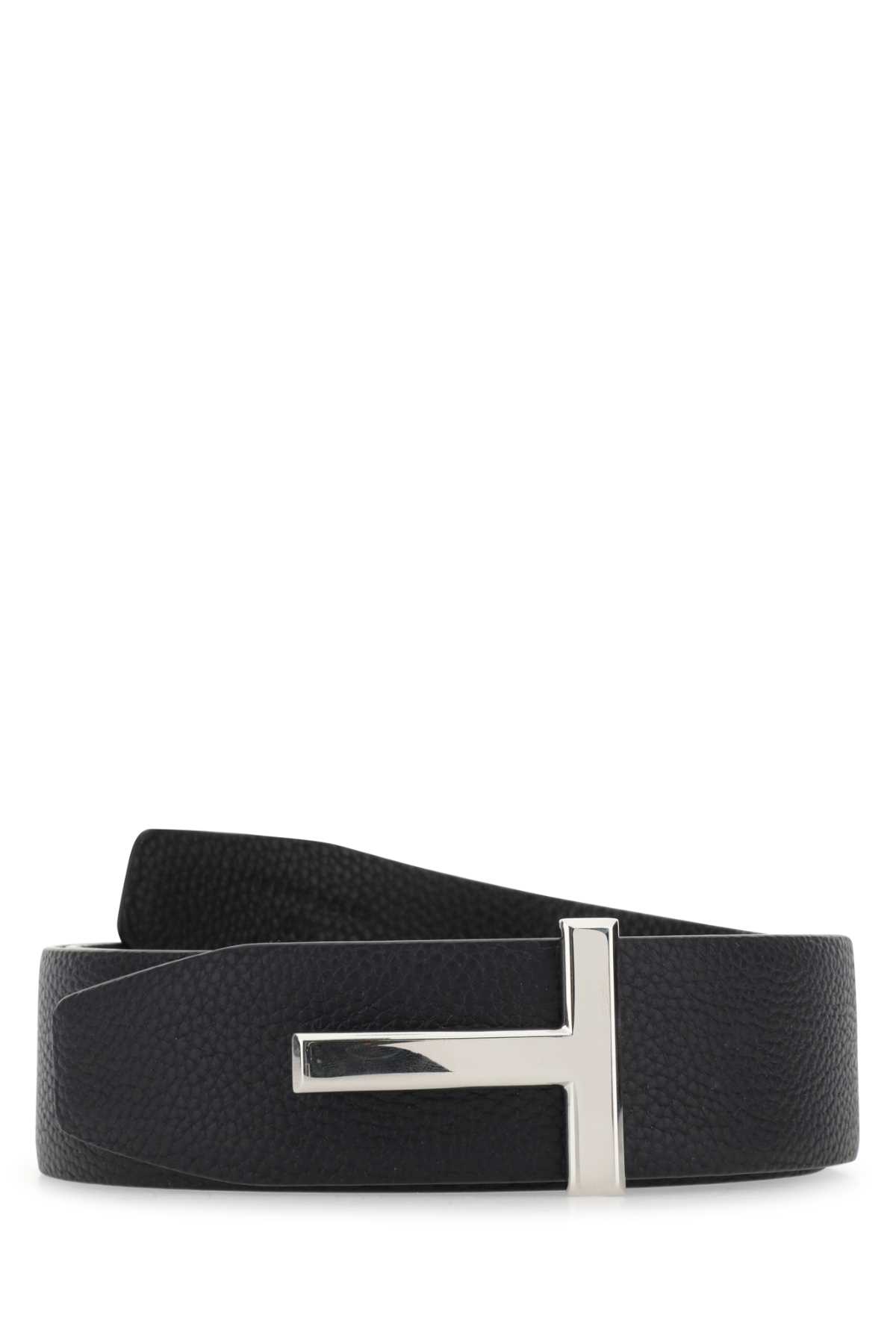 Shop Tom Ford Black Leather Belt In 3ln01