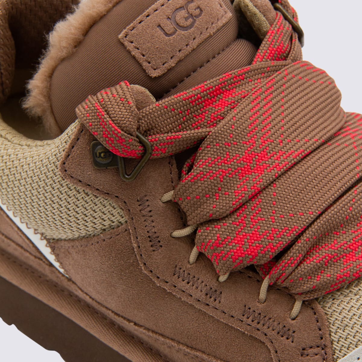 Ugg Ribbon-lace Leather Sneakers In Brown