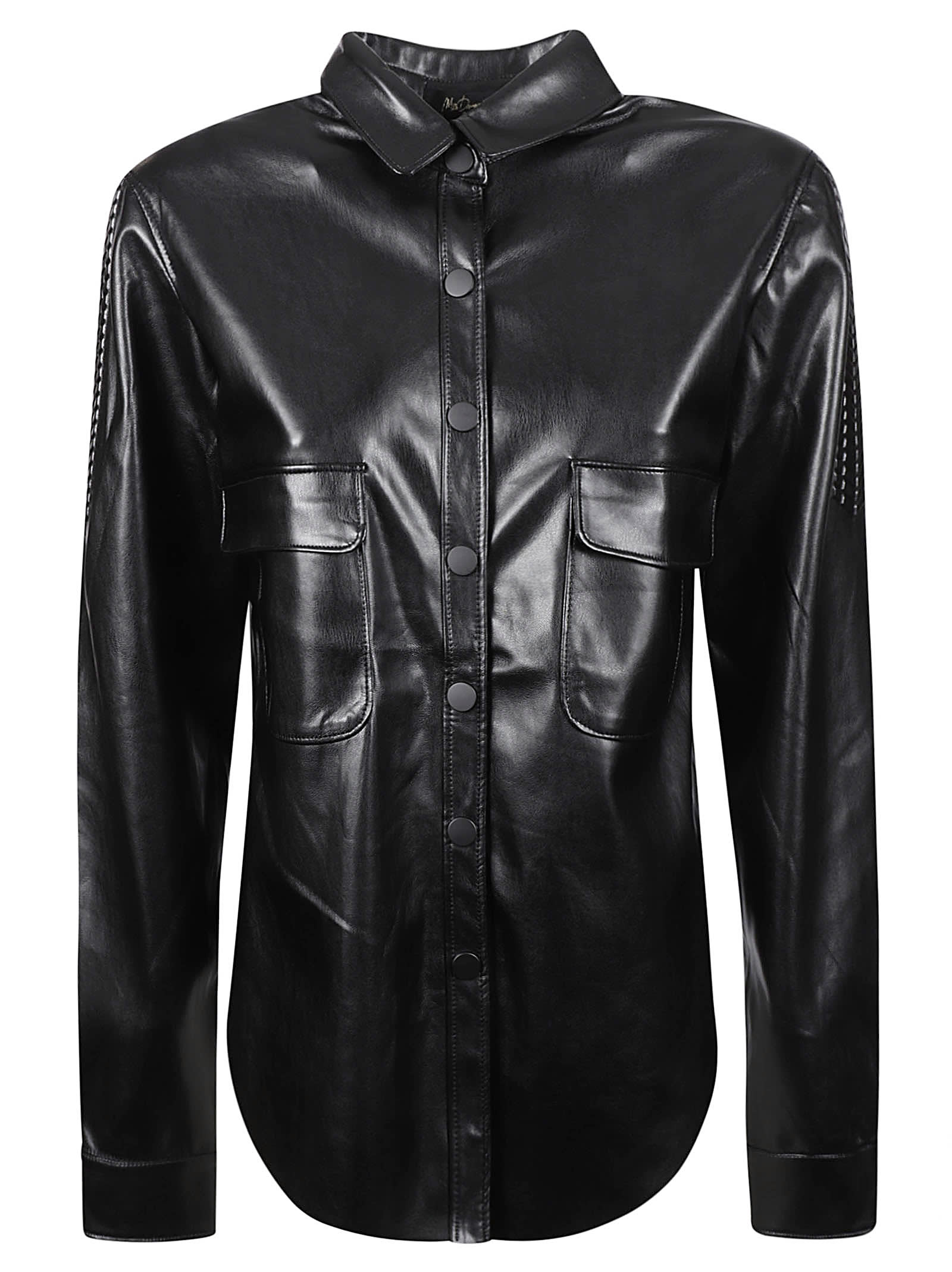 Shop Mes Demoiselles Lam Leather Jacket In Black