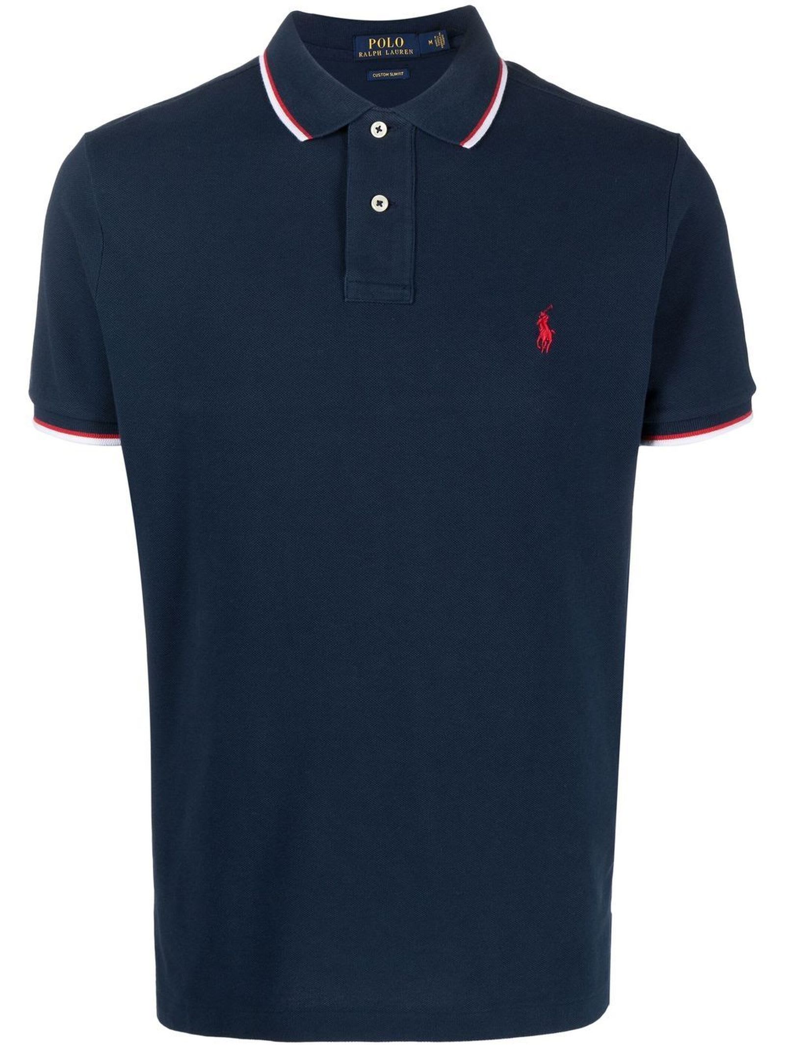 Polo Ralph Lauren Sky Blue T-shirt With Structured Collar In Blu