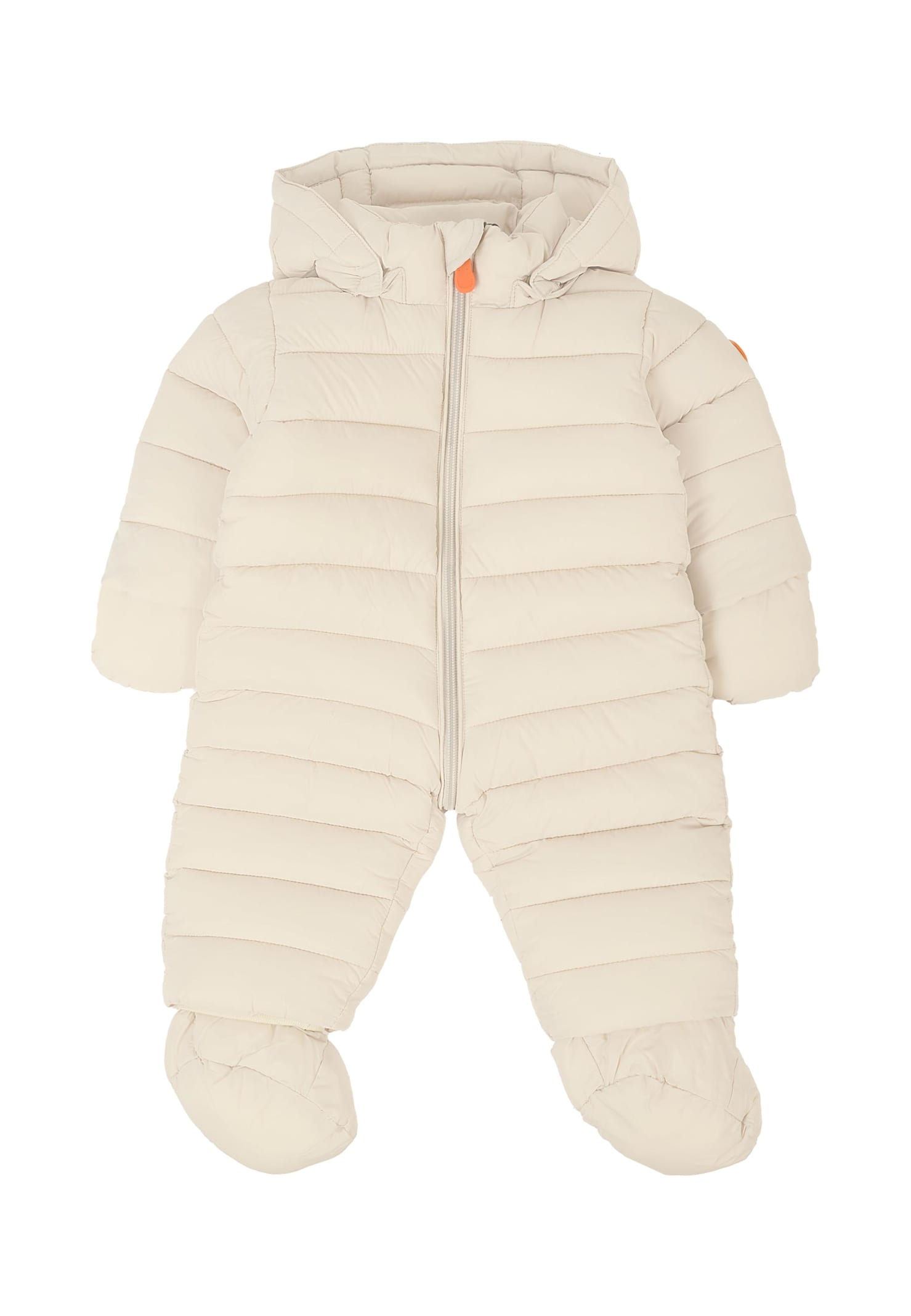Save The Duck Beige Down Jacket For Babykids With Logo In Neutral