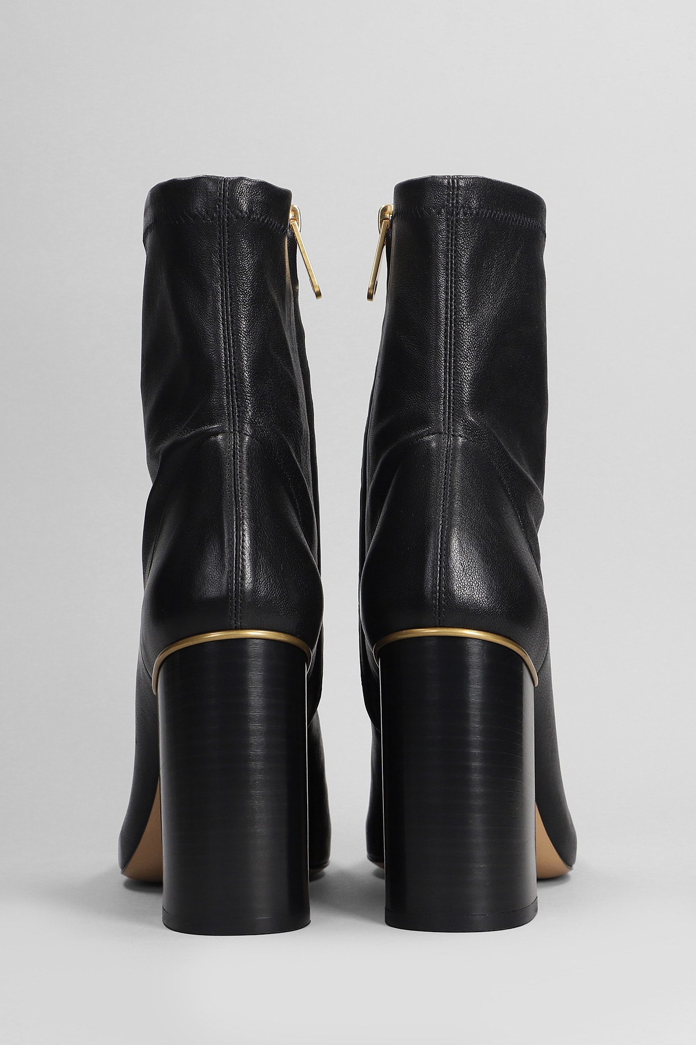 Shop Chloé Ambre High Heels Ankle Boots In Black Leather