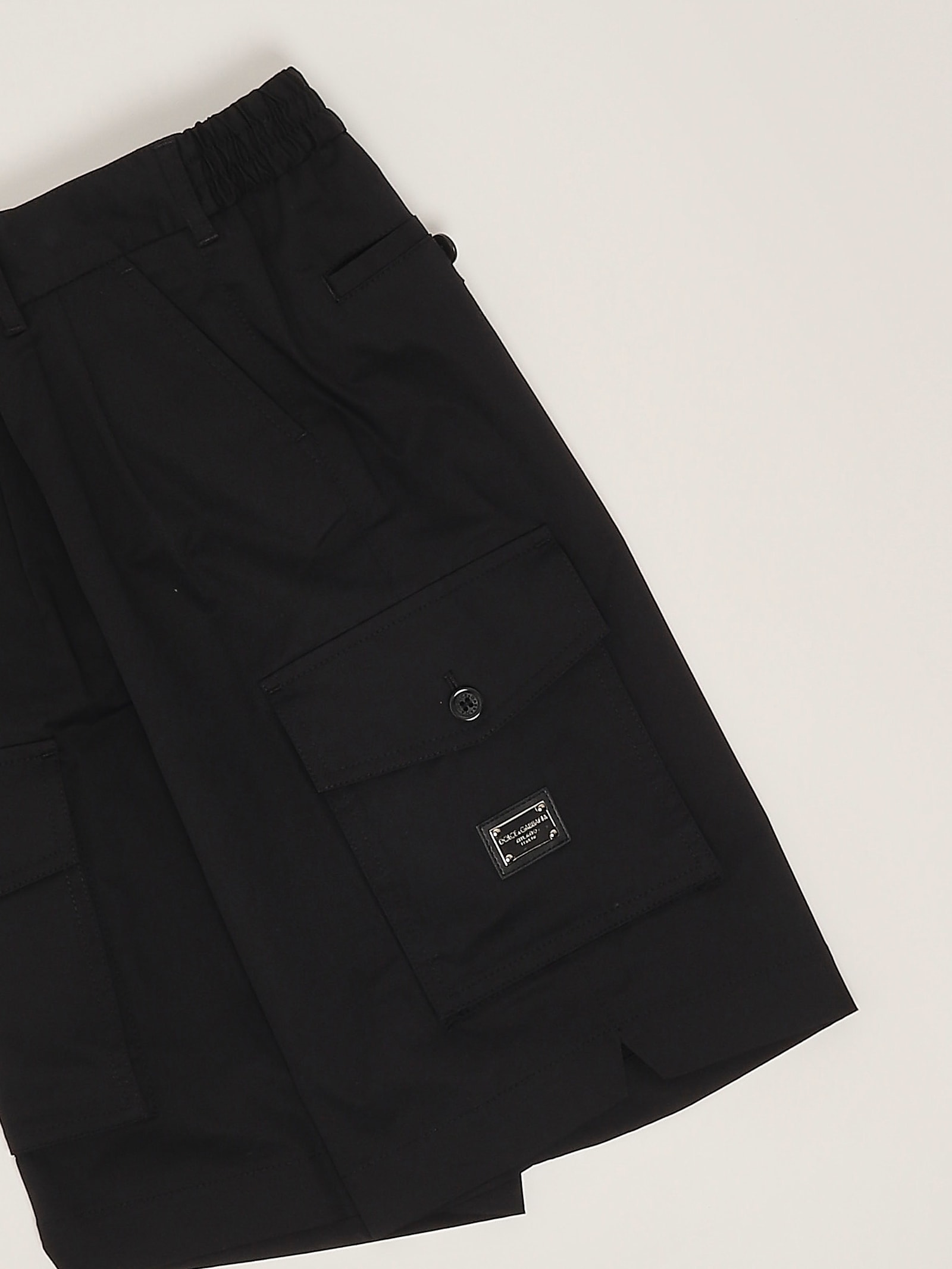 Dolce & Gabbana Boy's Branded Bermuda Cargo Shorts In Nero