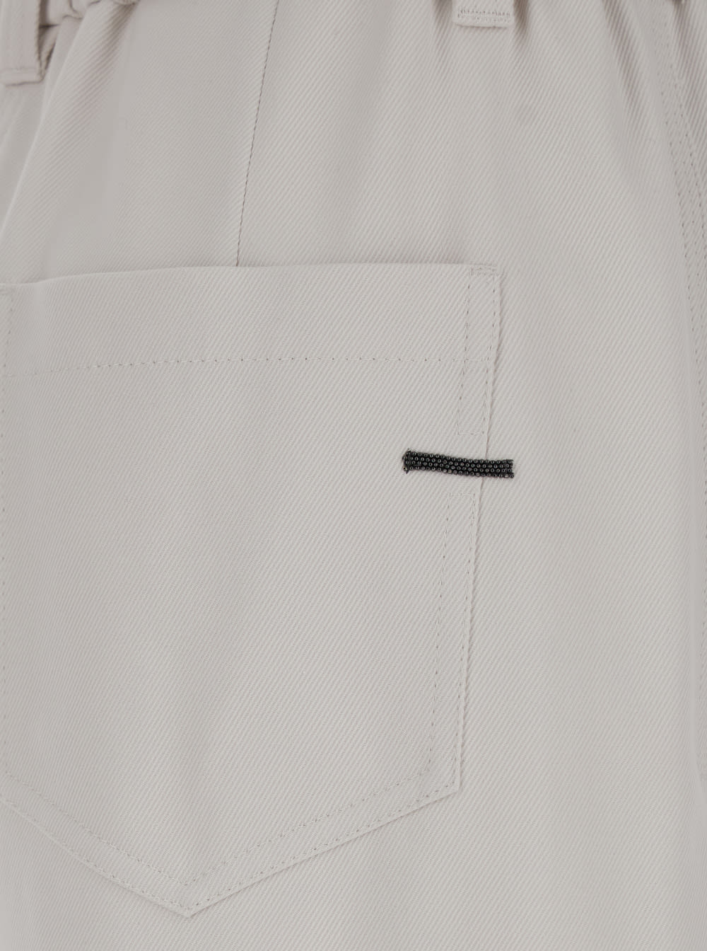 Shop Brunello Cucinelli White Pants With Elastic Waistband And Cuffs In Stretch Cotton Woman