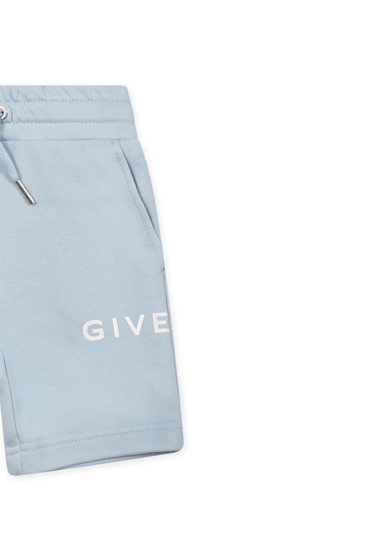 Givenchy Light Blue Shorts For Baby Boy With Logo In Light Blue