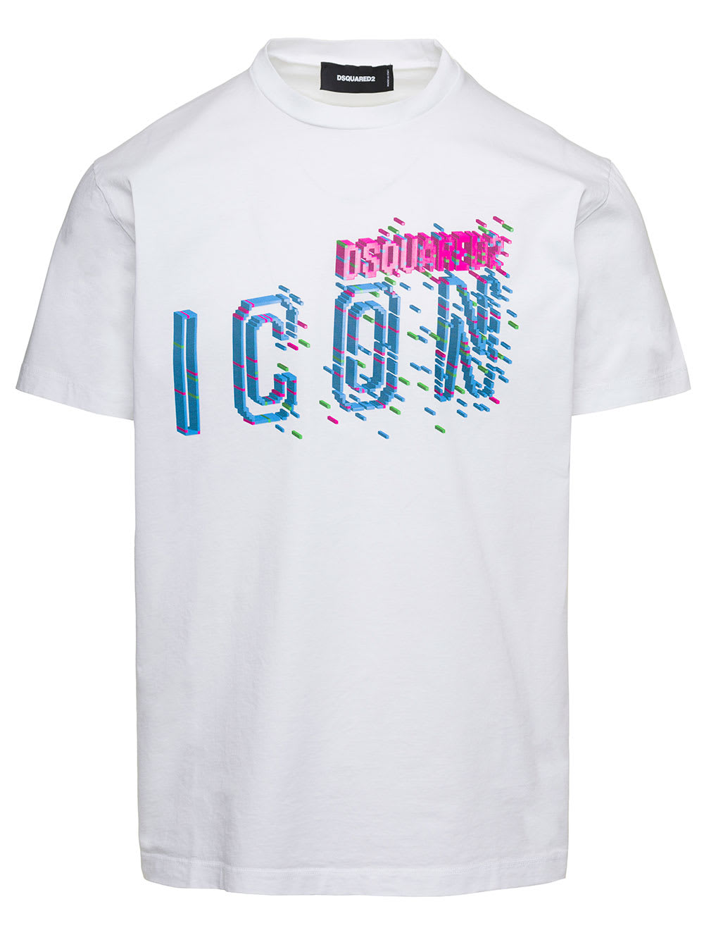 Shop Dsquared2 White T-shirt With D-squared2 Icon Print In Cotton Man