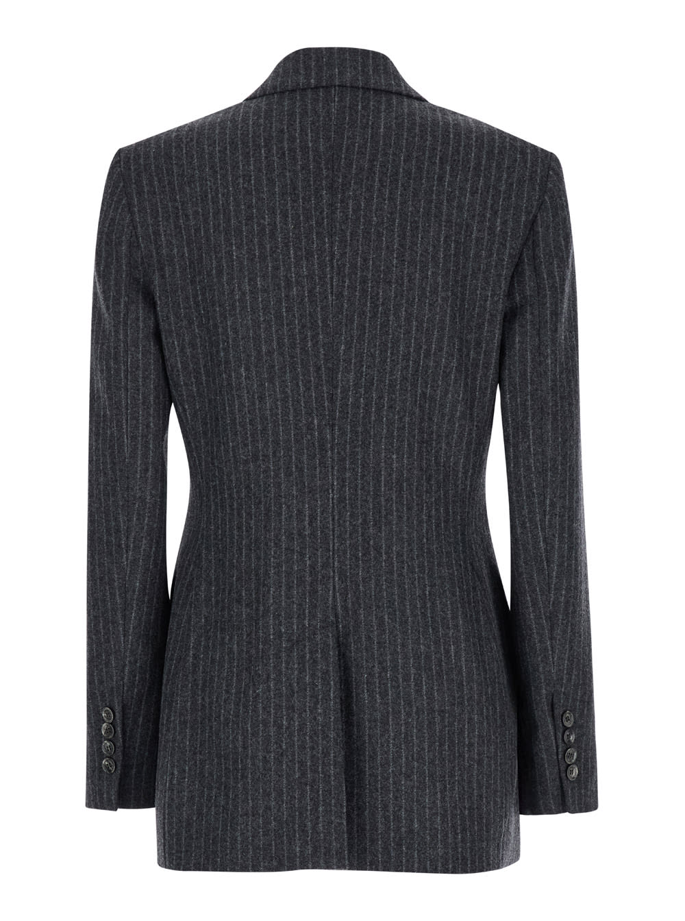 Shop Ami Alexandre Mattiussi Grey Striped Double-breasted Jacket In Wool Woman