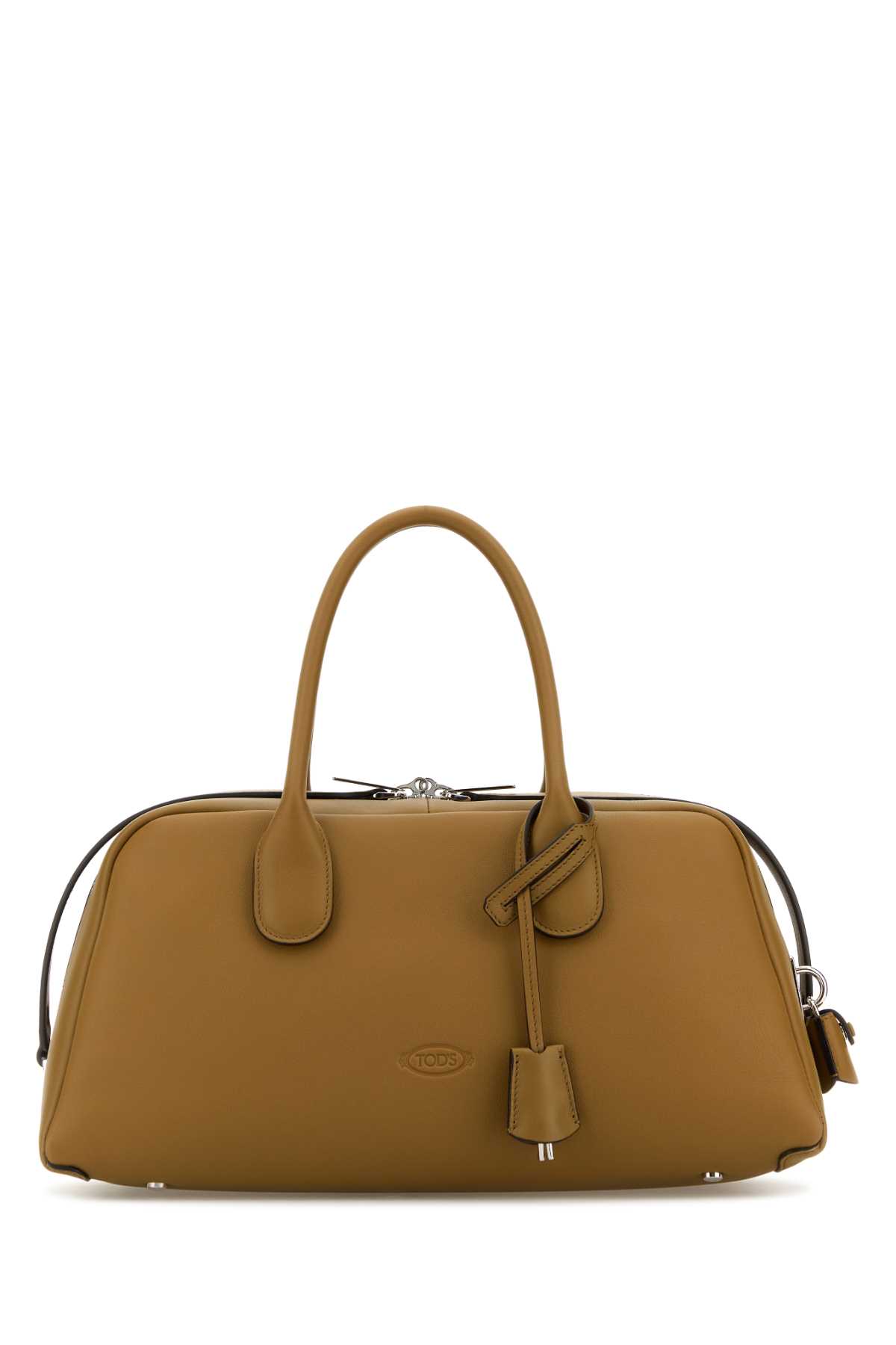 Shop Tod's Khaki Leather Medium Darsena Handbag In S417