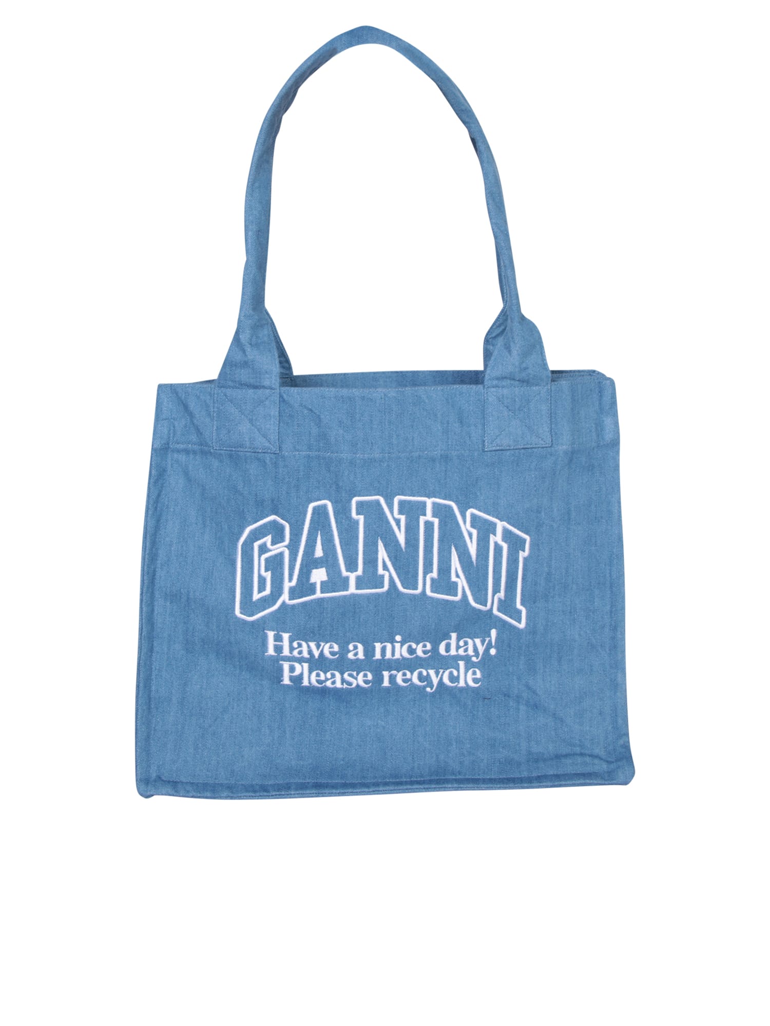 Ganni Tote Bags  Woman Color Denim In Blue