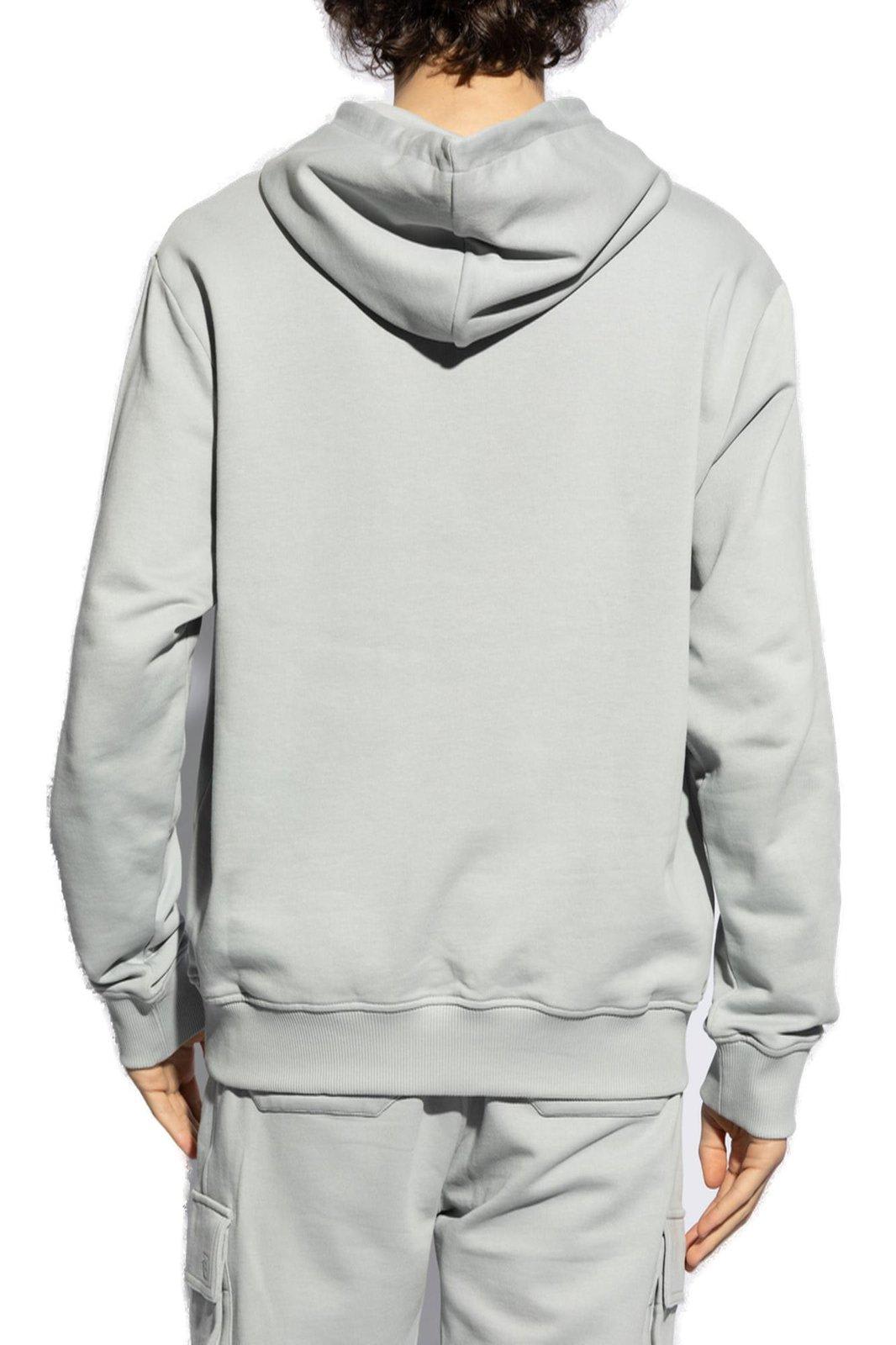 Shop Balmain Logo Printed Drawstring Sweatshirt In Grey