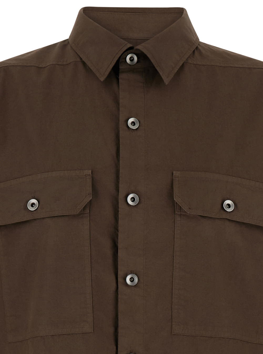 DRKSHDW BROWN SHIRT WITH OVERSIZE BAND AND BUTTONS IN COTTON MAN 