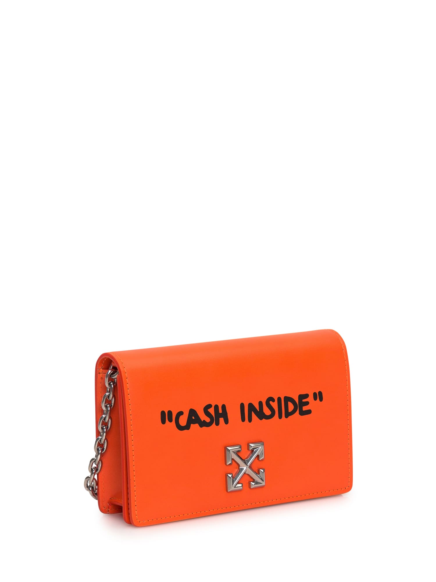 Off-White Leather Jitney 0.7 Cash Inside Crossbody Bag, Off-White Handbags