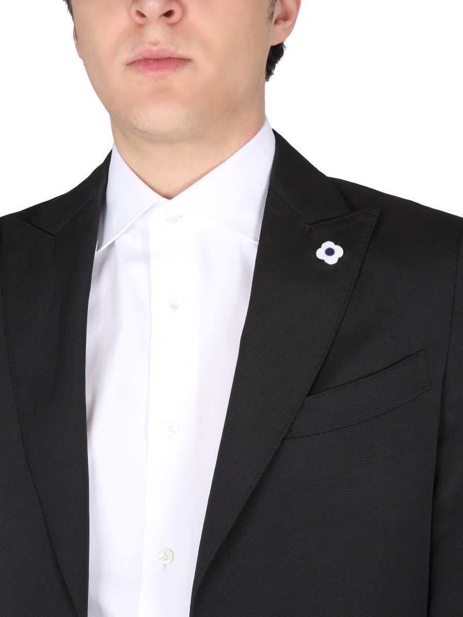 Lardini Tailored Suit Jacket Notch Lapel In Black