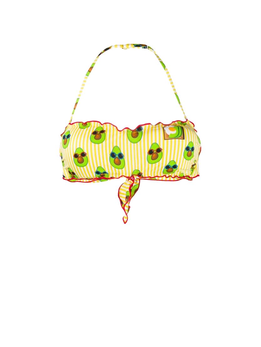 Mc2 Saint Barth Bandeau Top Avocado Print In Yellow