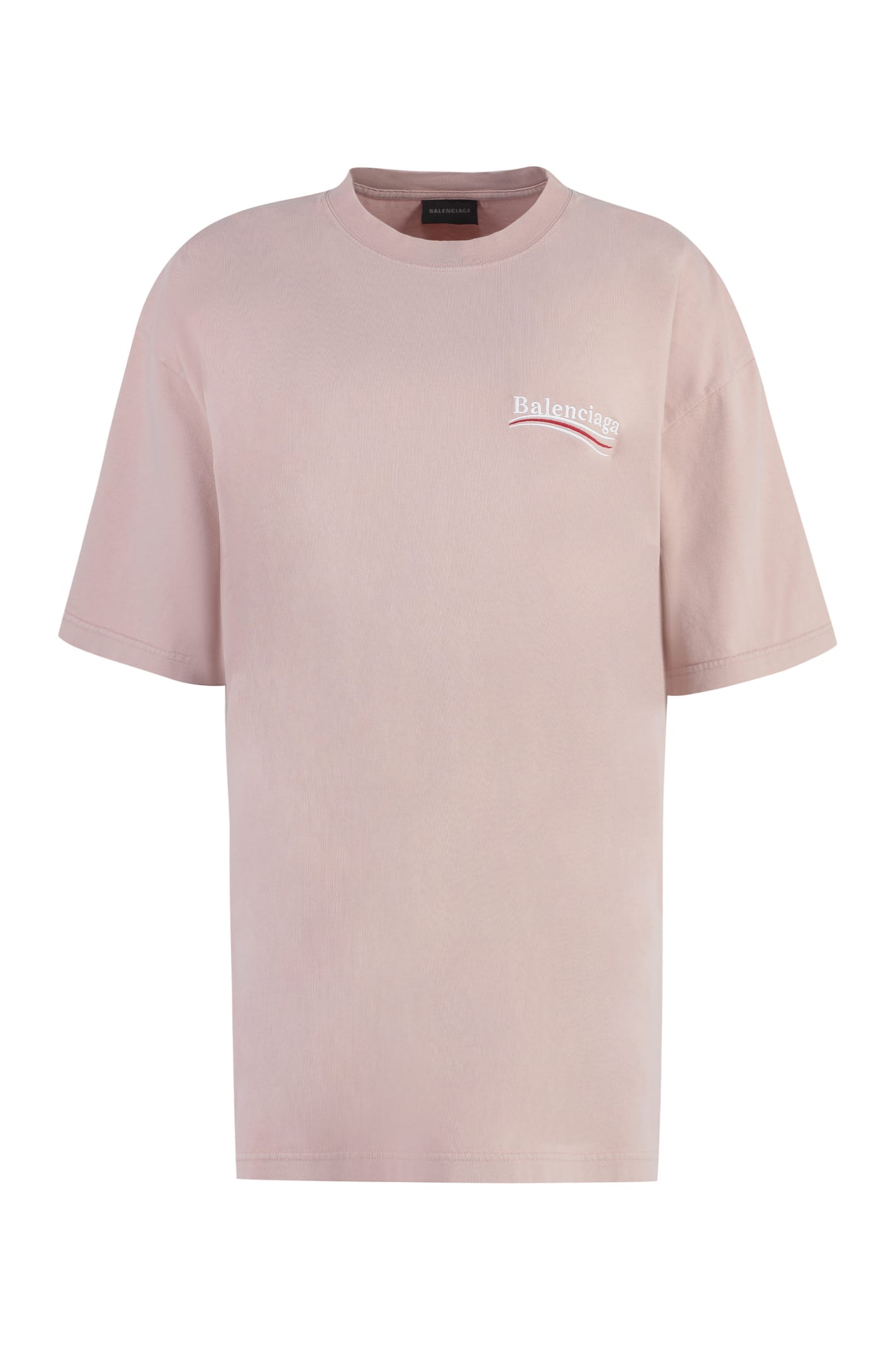Shop Balenciaga Cotton Crew-neck T-shirt In Light Pink/white