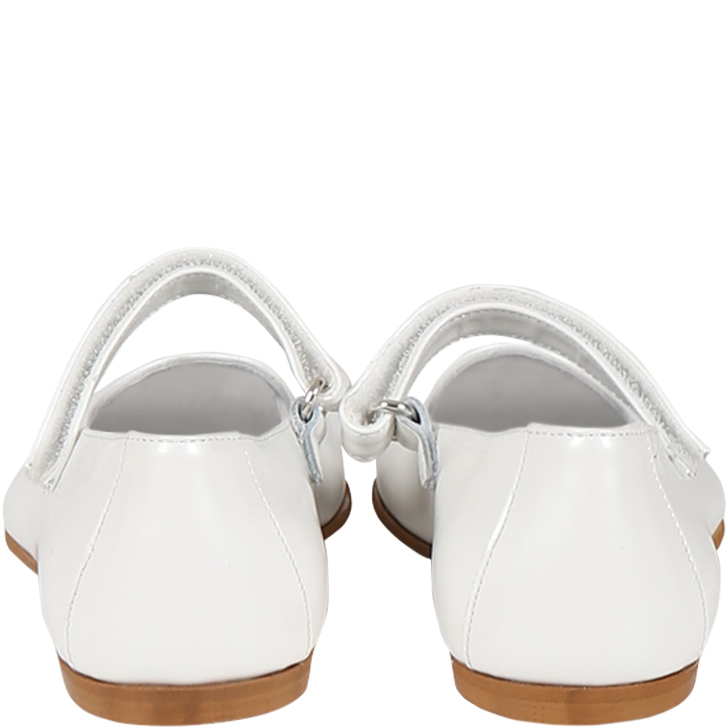 Monnalisa Logo-print Ballerina Shoes In Ivory