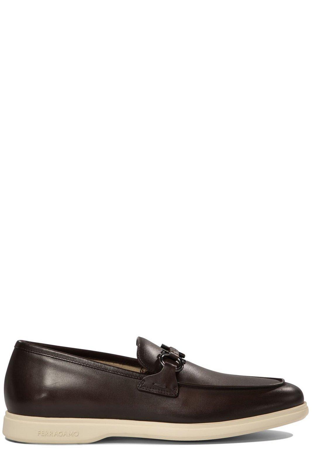 Shop Ferragamo Gancini Slip-on Loafers