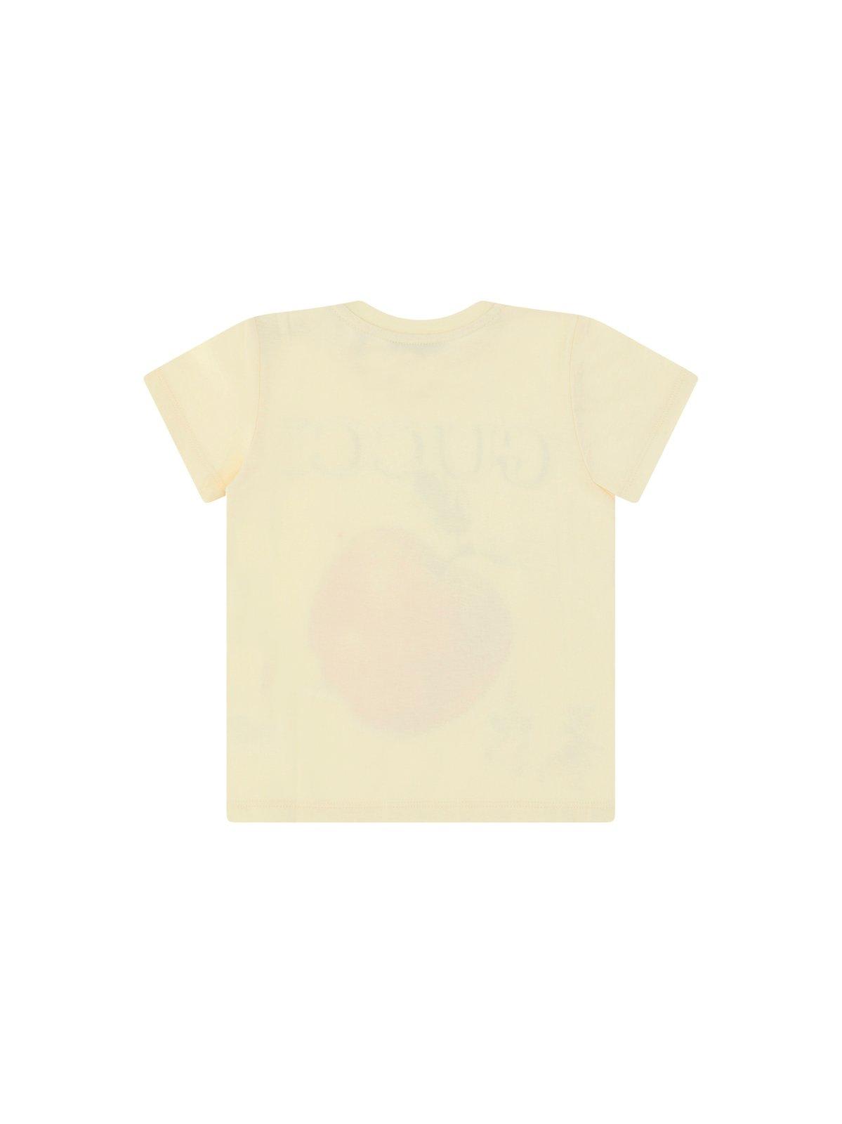 Shop Gucci X Peter Rabbit Apple Printed Crewneck T-shirt In Yellow
