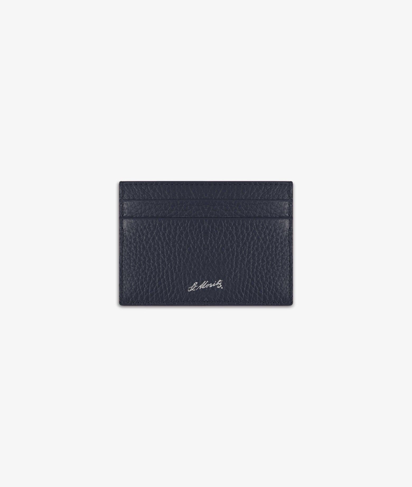 Larusmiani Horizontal Alligator Card Holder Capital Wallet In Blue